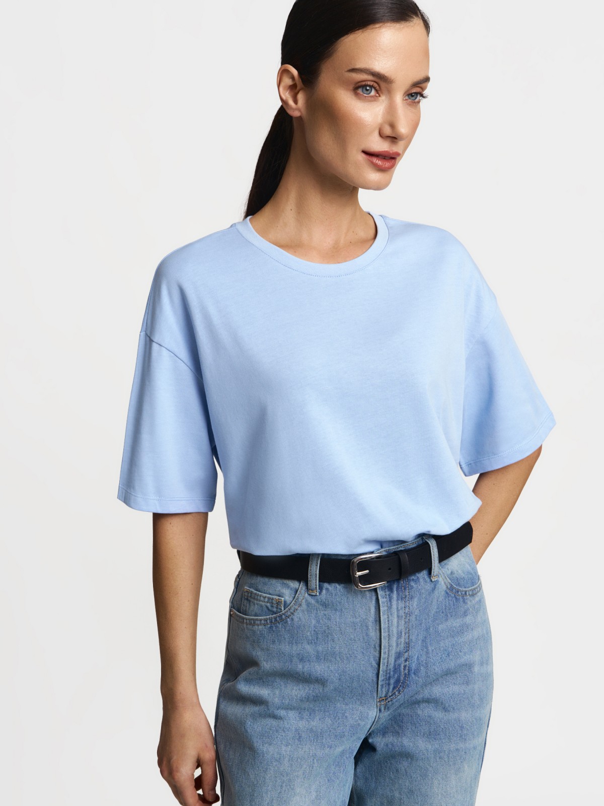 Футболка оверсайз из хлопка однотонная