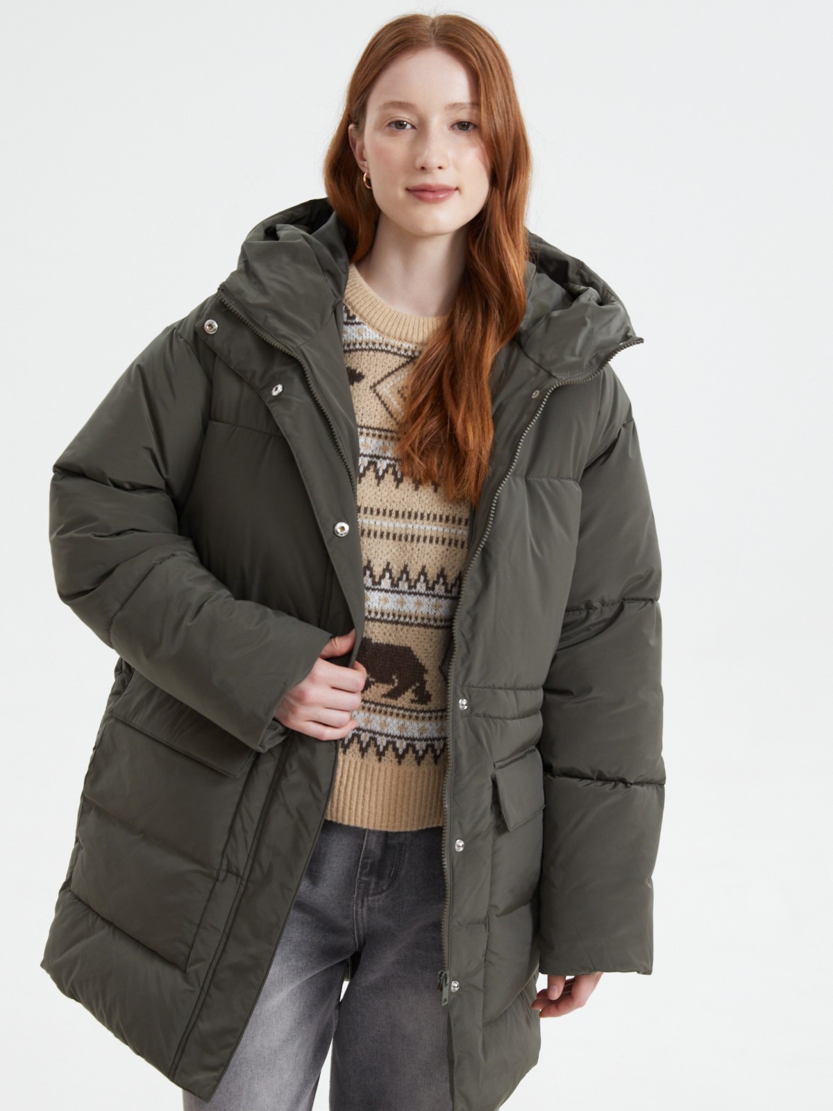 Тёплая куртка с капюшоном и кулиской