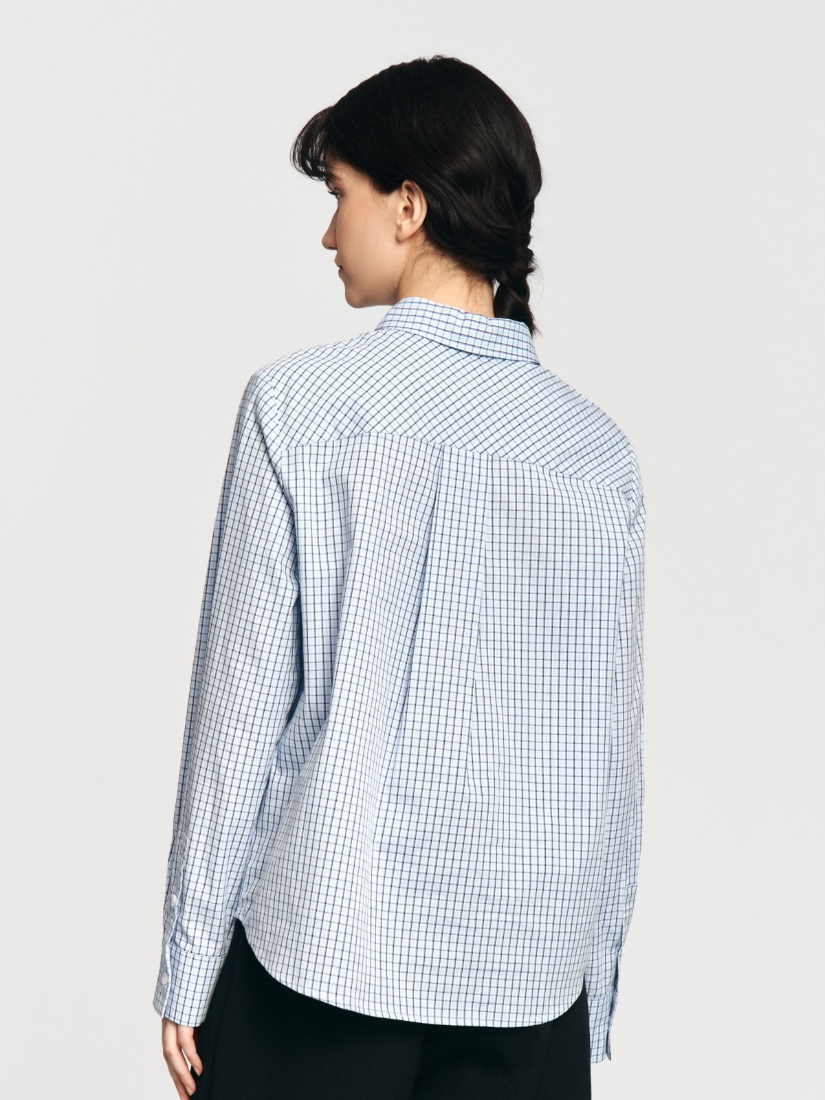 Рубашка из хлопка в клетку с длинным рукавом