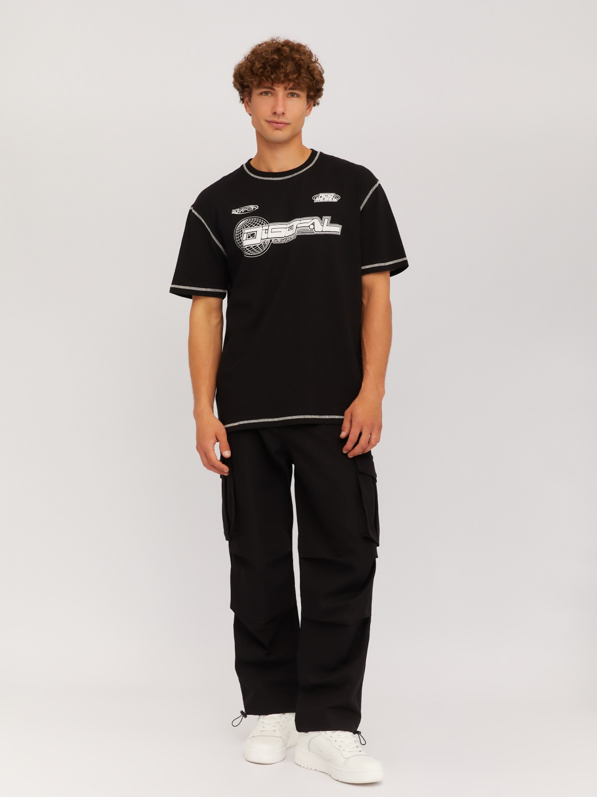 Футболка из хлопка с принтом-надписью