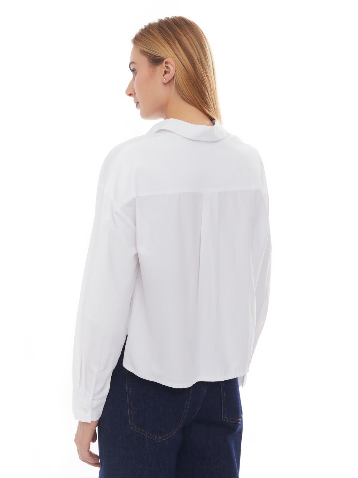 Укороченная рубашка оверсайз силуэта zolla 02412118Y043, цвет белый, размер XXS - фото 6