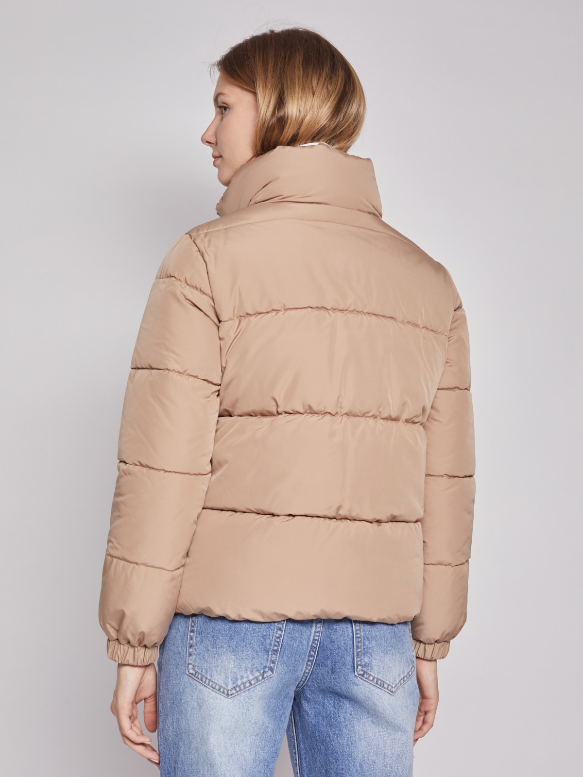 Тёплая куртка с воротником zolla 022125112014, цвет бежевый, размер XS - фото 6