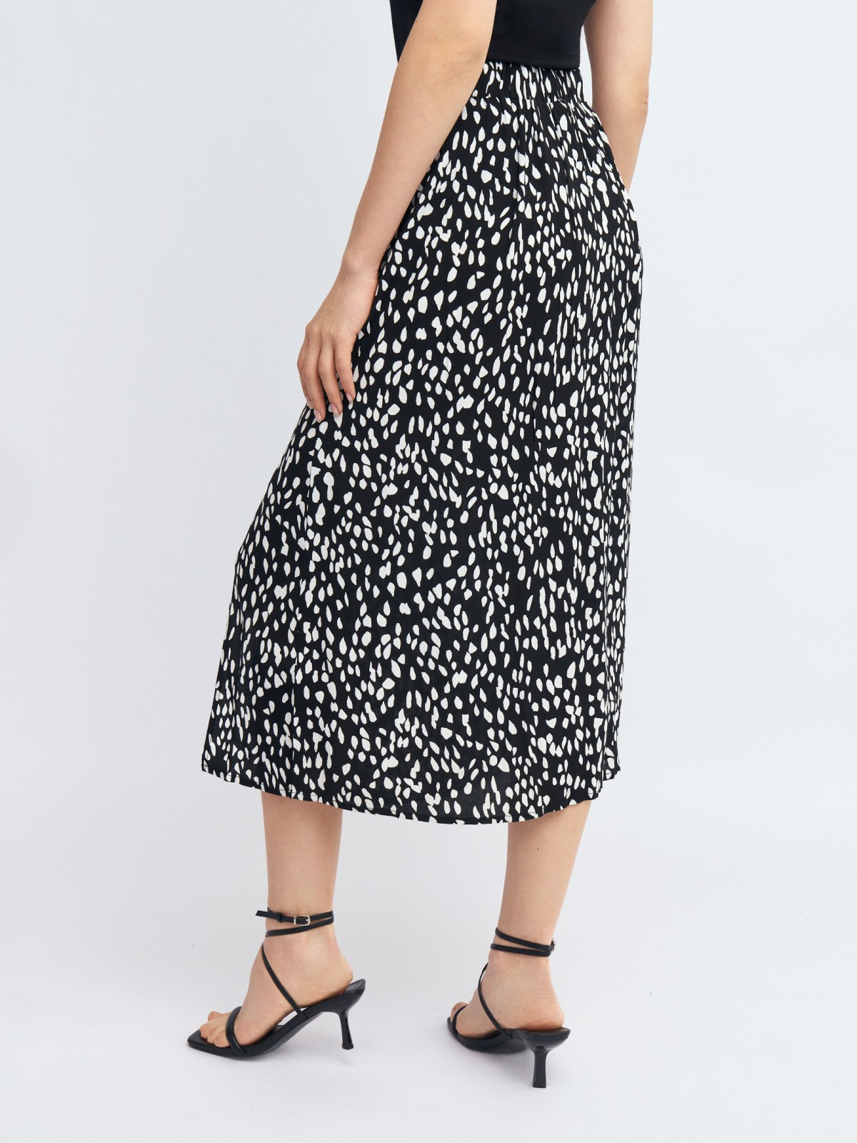 Юбка миди из вискозы на резинке с разрезом