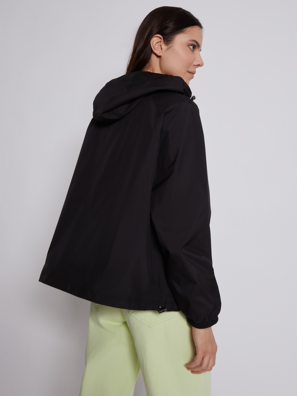 Куртка-ветровка с капюшоном zolla 023215612084, цвет черный, размер XS - фото 5