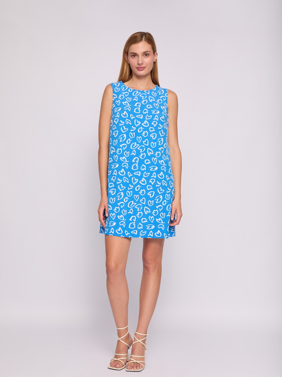 Платье мини без рукавов с вырезом на спине zolla 024238262402, цвет светло-голубой, размер XS - фото 2