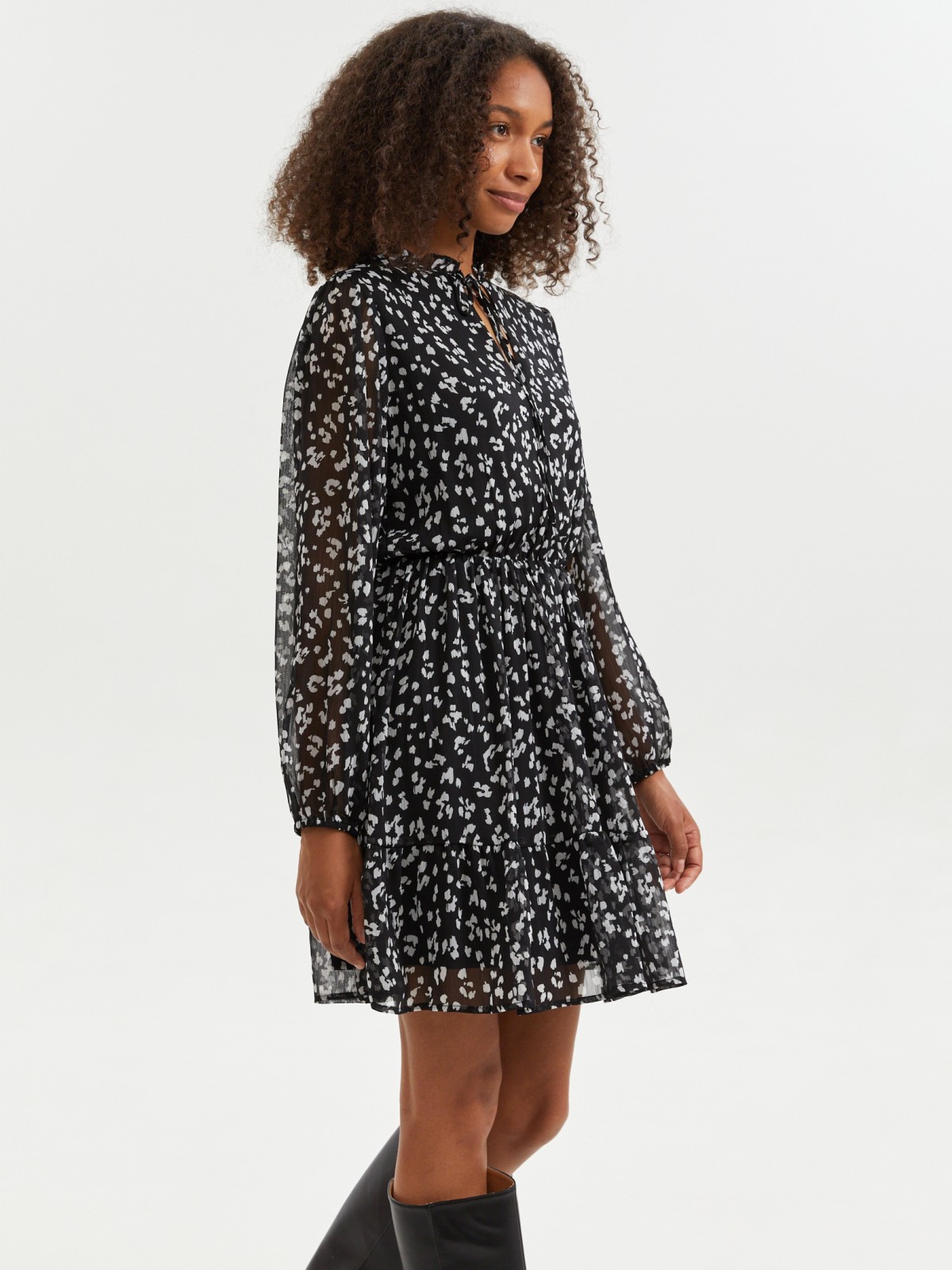 Шифоновое платье на резинке с принтом