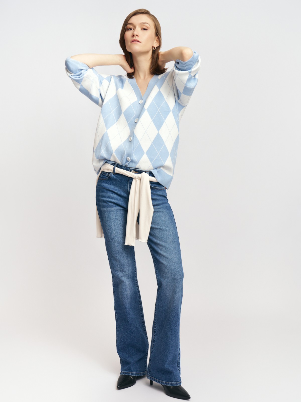 Трикотажный кардиган в ромб на пуговицах