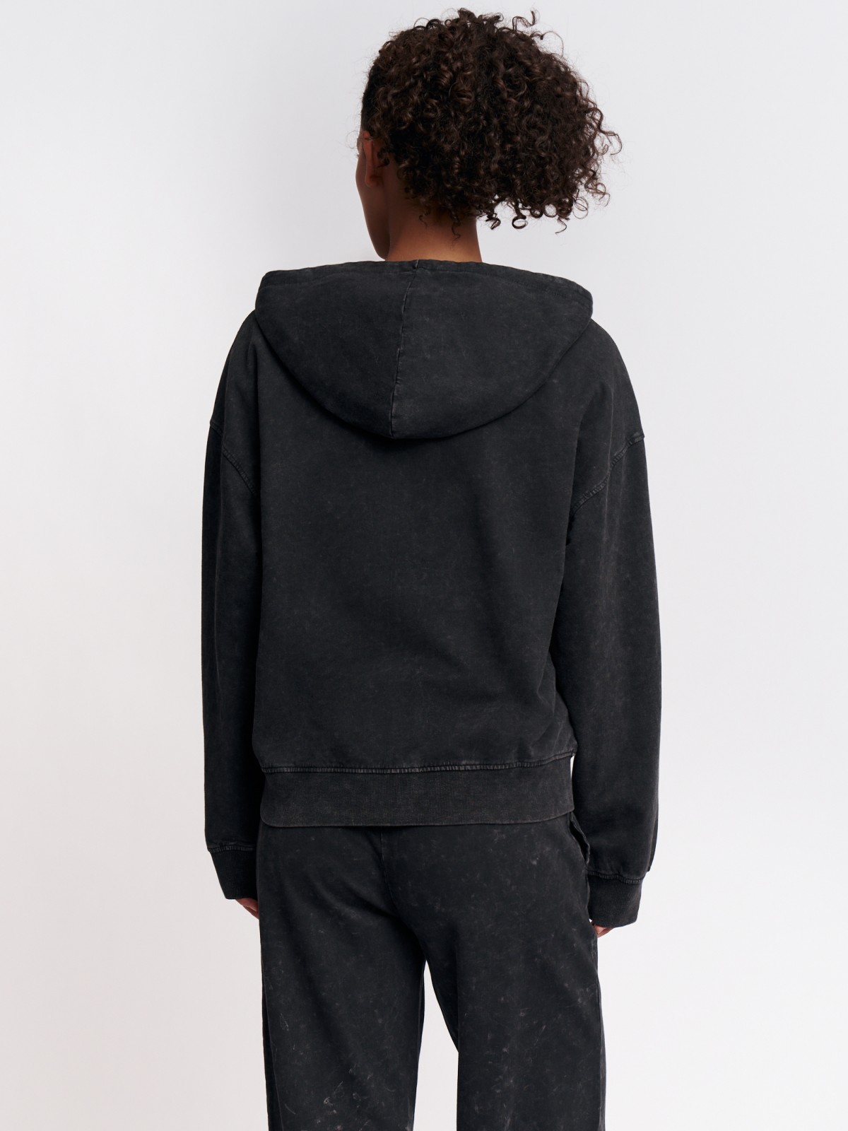 Толстовка из хлопка на молнии с капюшоном