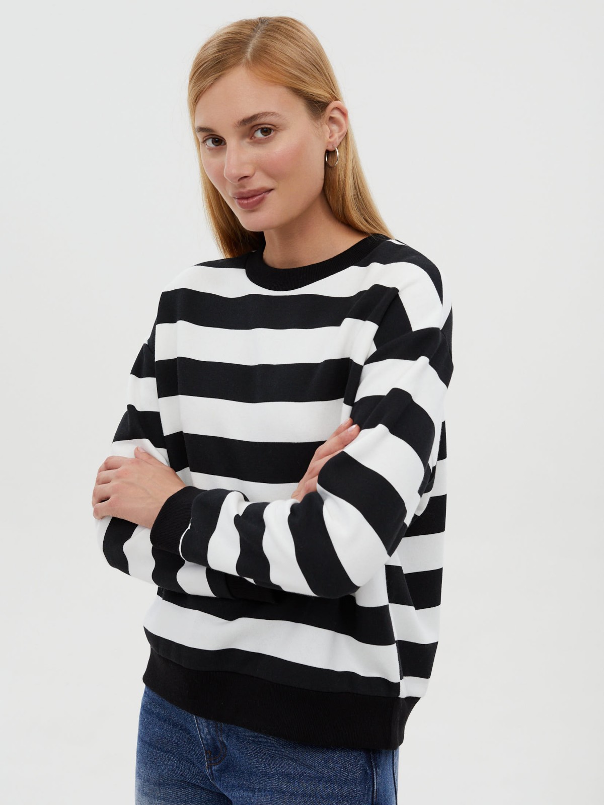 Утеплённый свитшот в полоску с начёсом