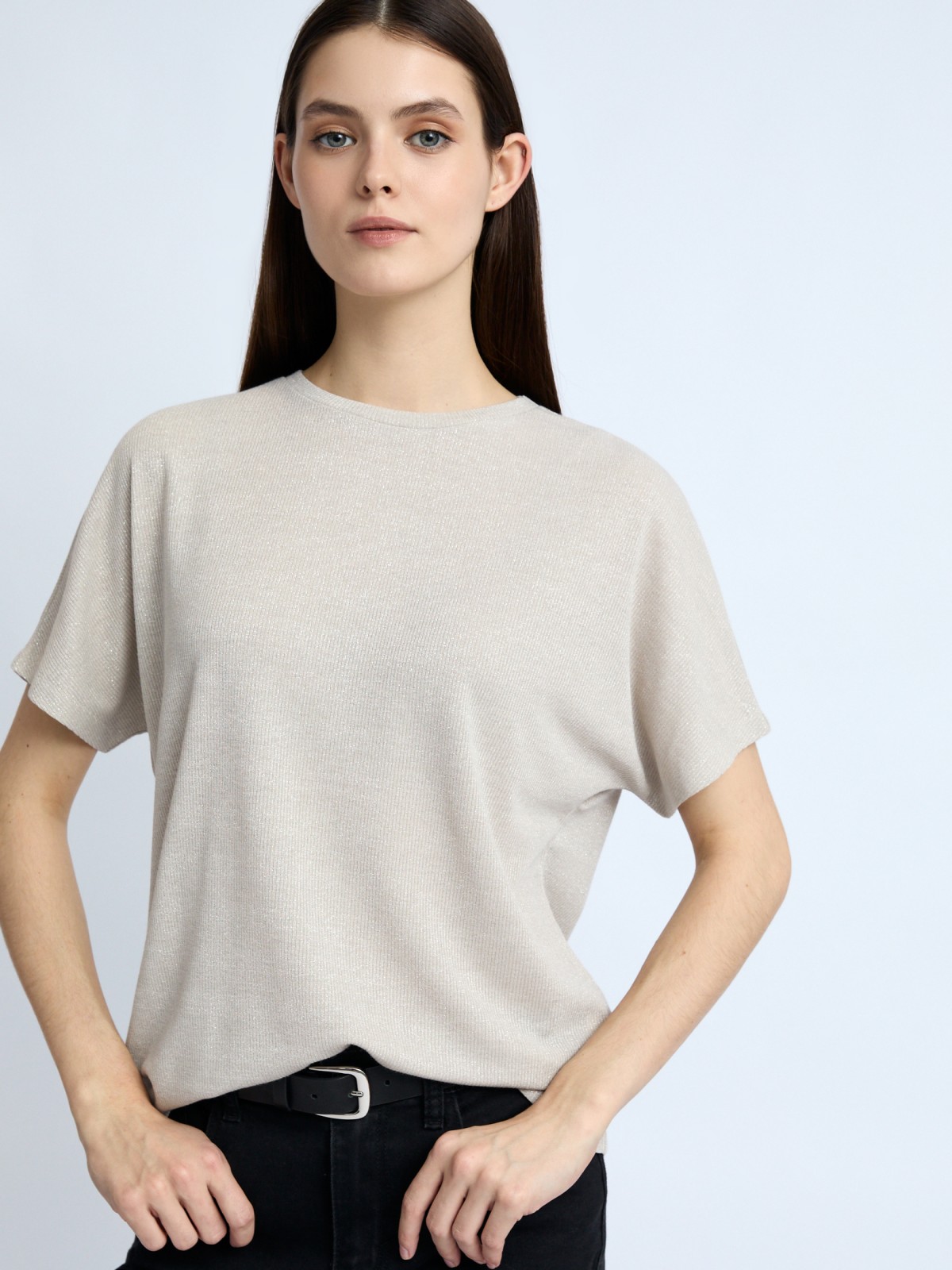 Трикотажный топ-блузка с люрексом