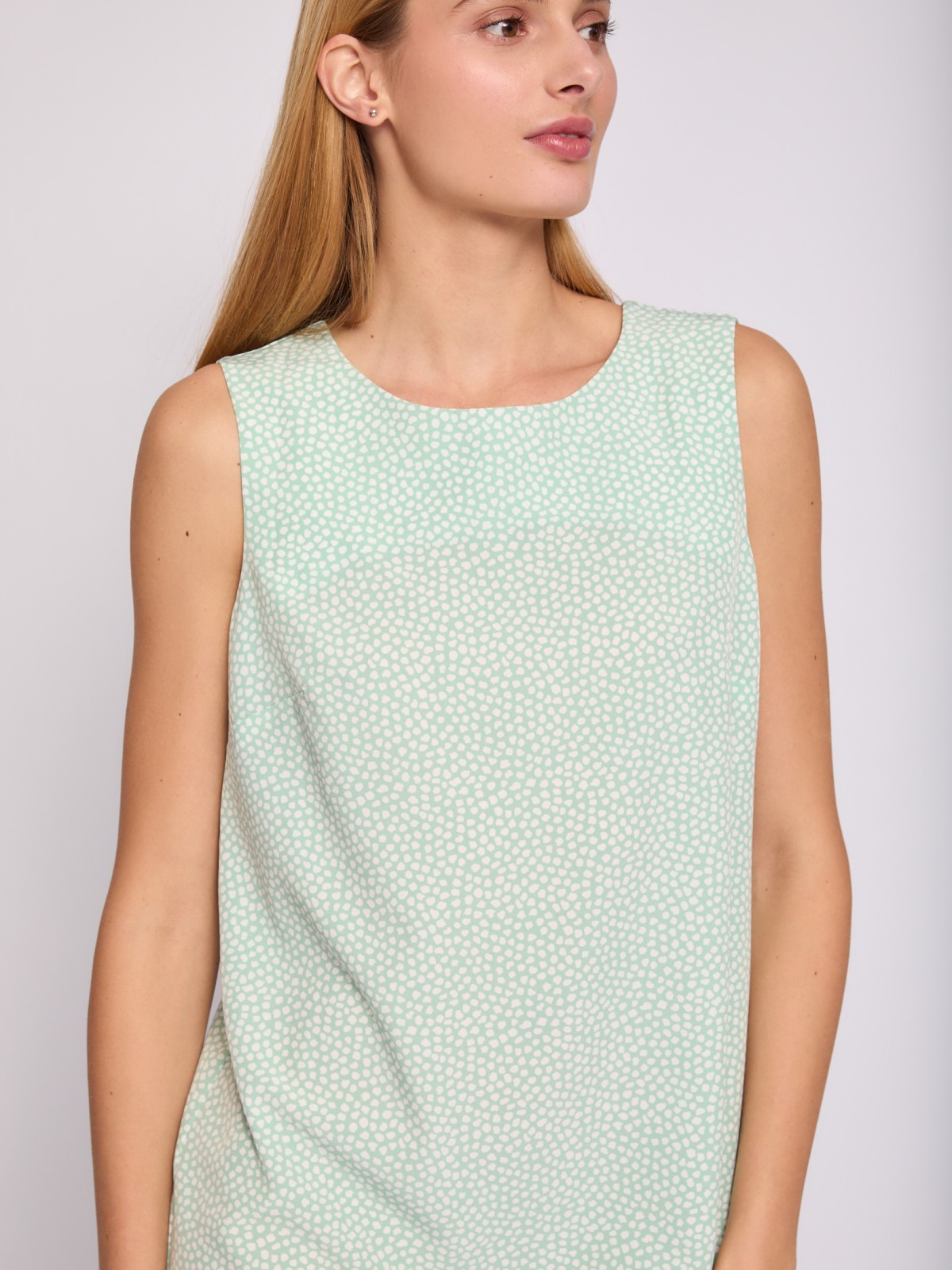 Платье мини без рукавов с вырезом на спине zolla 024238262232, цвет светло-зеленый, размер XS - фото 3
