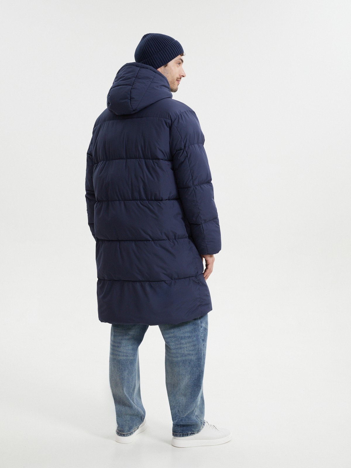 Тёплая куртка-пальто на молнии с капюшоном