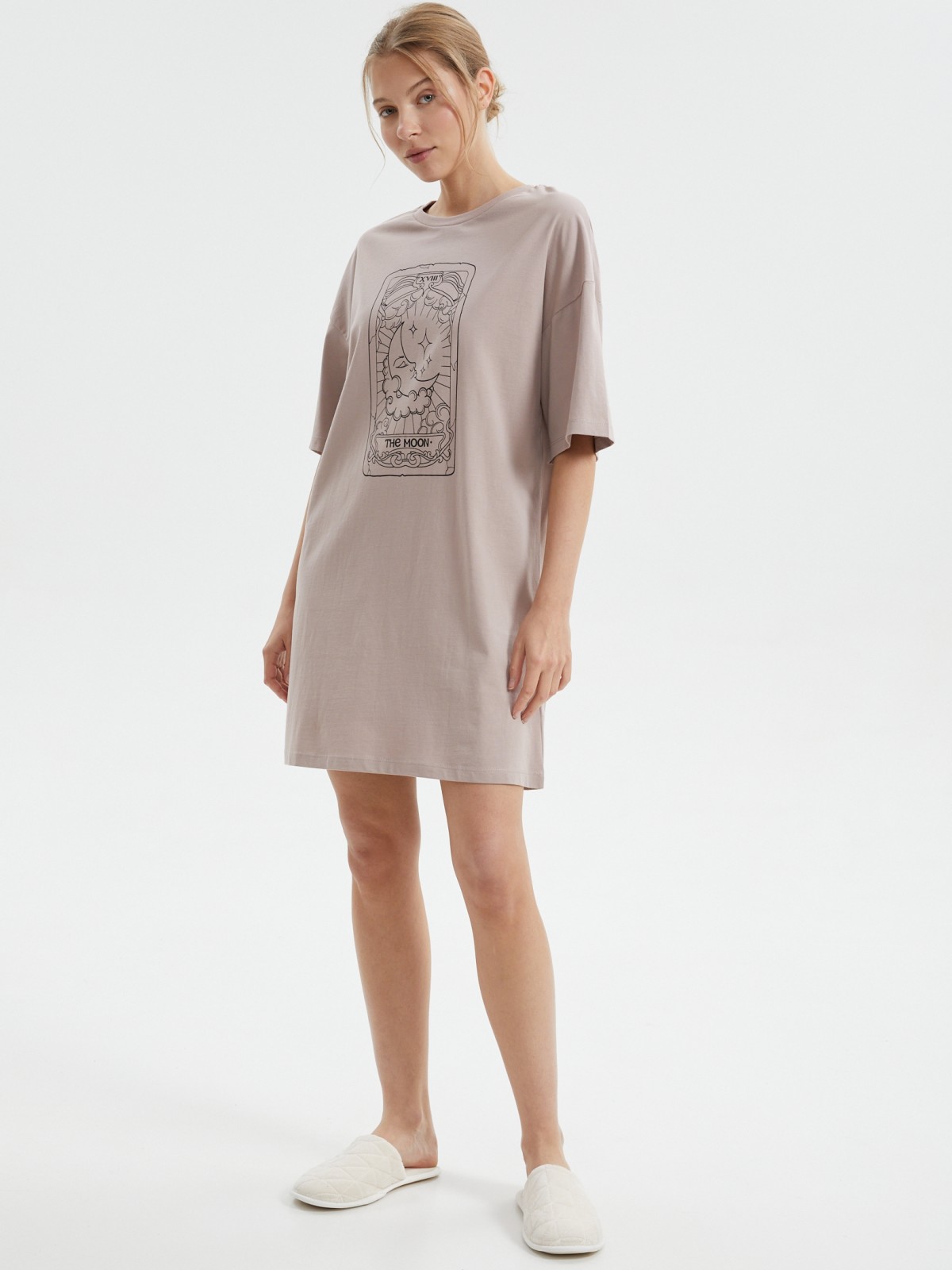 Платье-футболка из хлопка с принтом