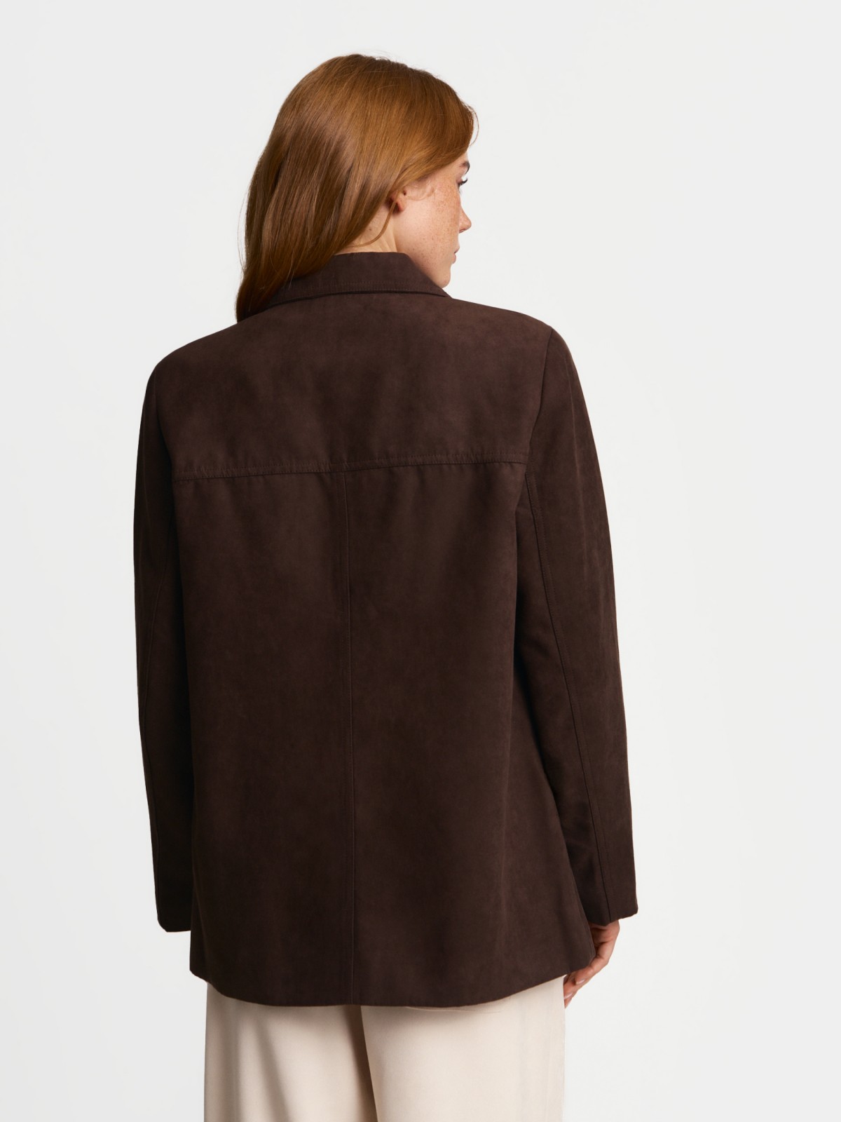 Однобортный замшевый жакет