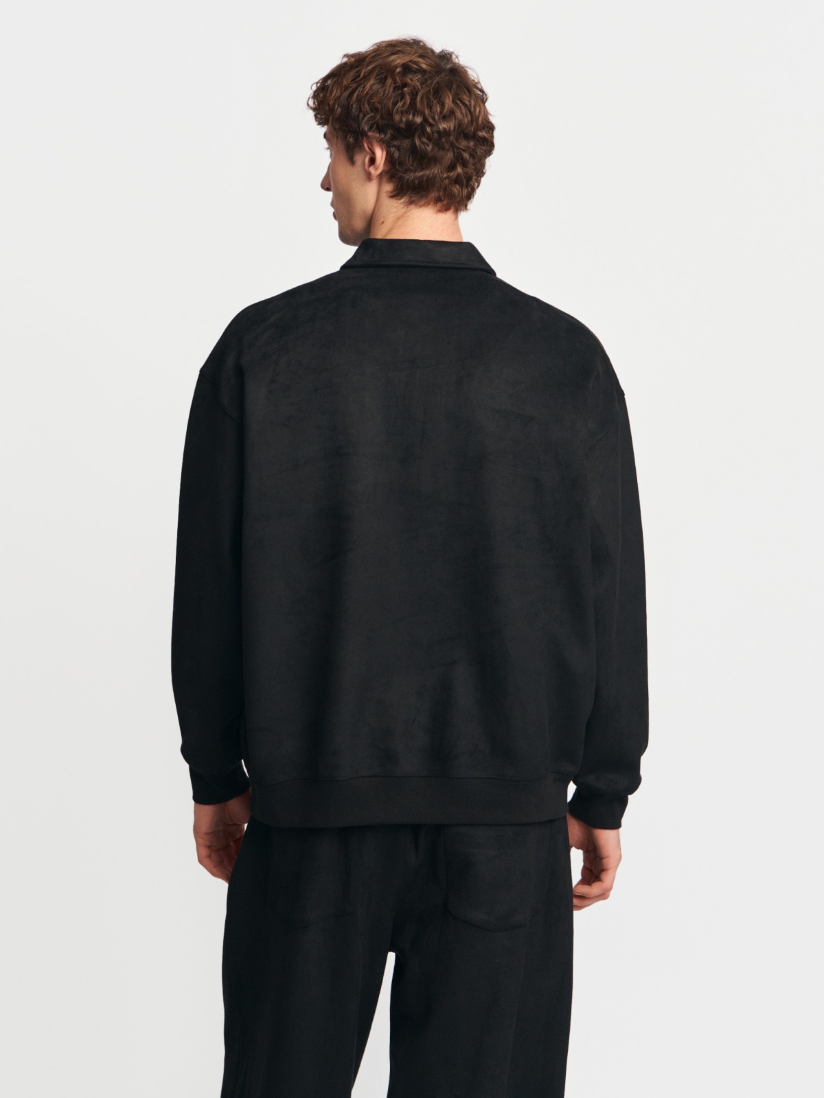 Свитшот из экозамши на молнии