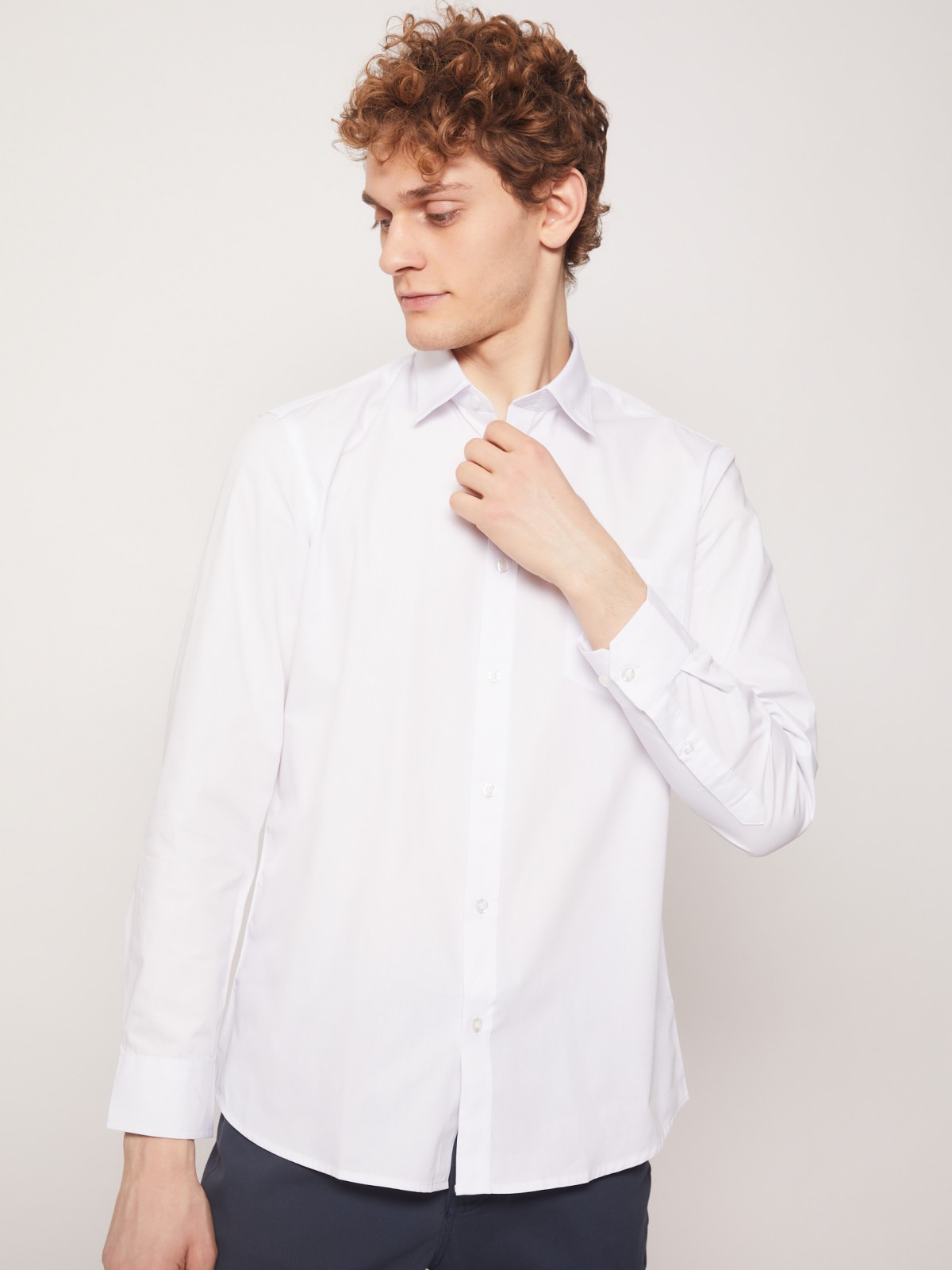 Рубашка полуприлегающего силуэта zolla 01131217Y022, цвет белый, размер XS - фото 3