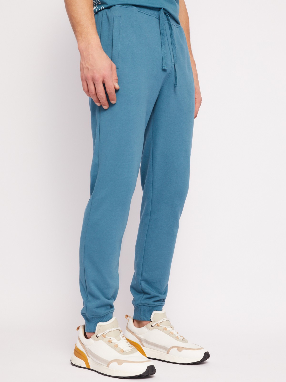 Трикотажные брюки-джоггеры в спортивном стиле zolla 014217675012, цвет бирюзовый, размер S - фото 4