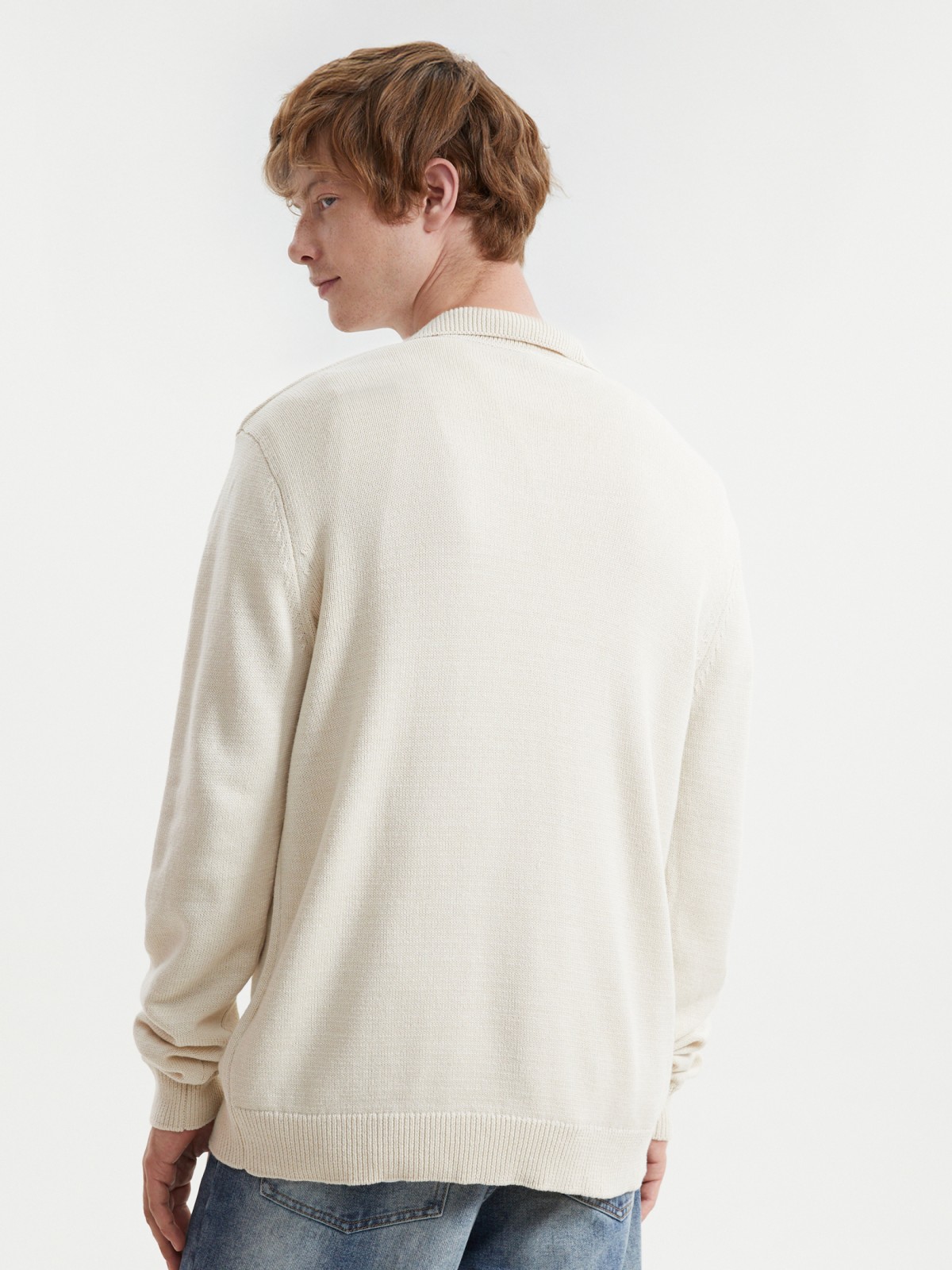 Вязаный джемпер поло с длинным рукавом