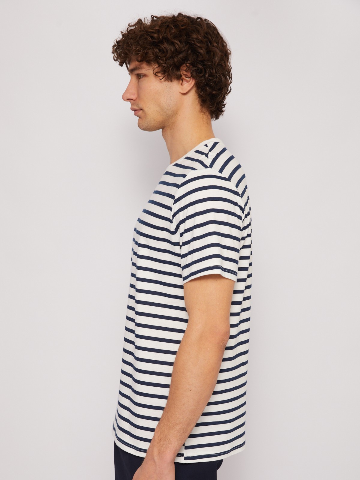 Футболка из хлопка в полоску с коротким рукавом
