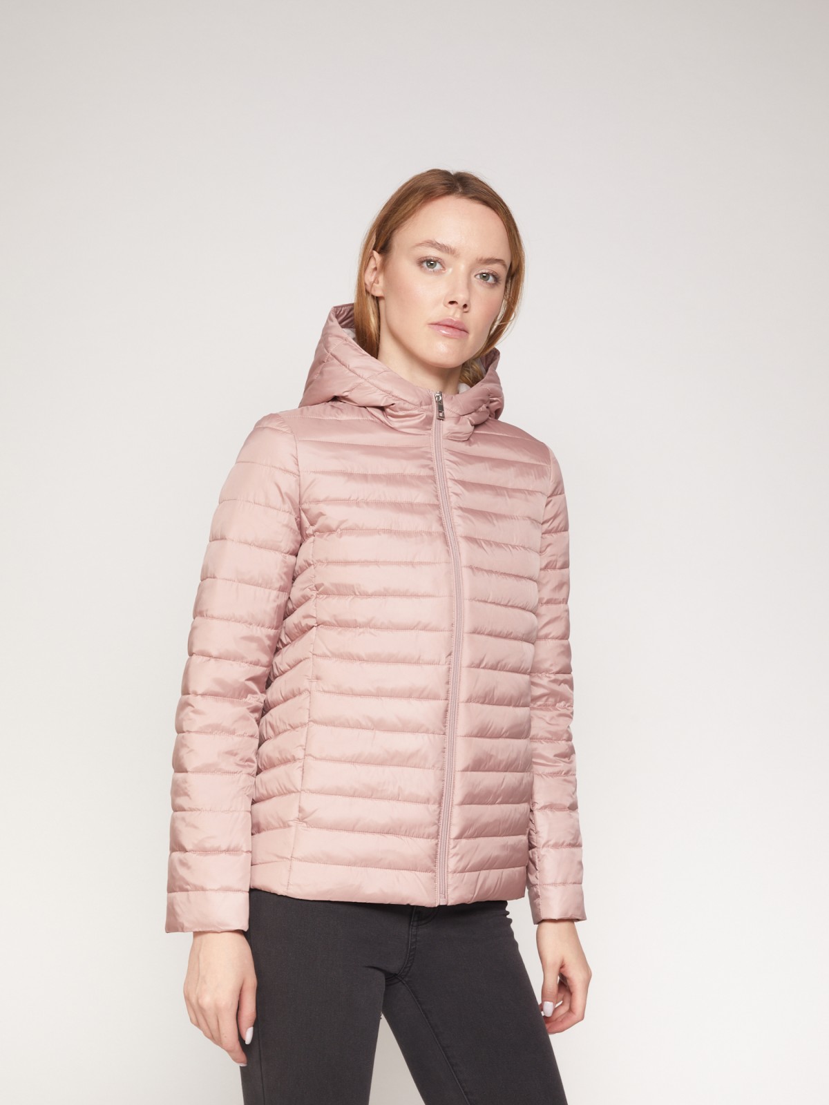 Лёгкая куртка с капюшоном zolla 021335112024, цвет розовый, размер XS - фото 2