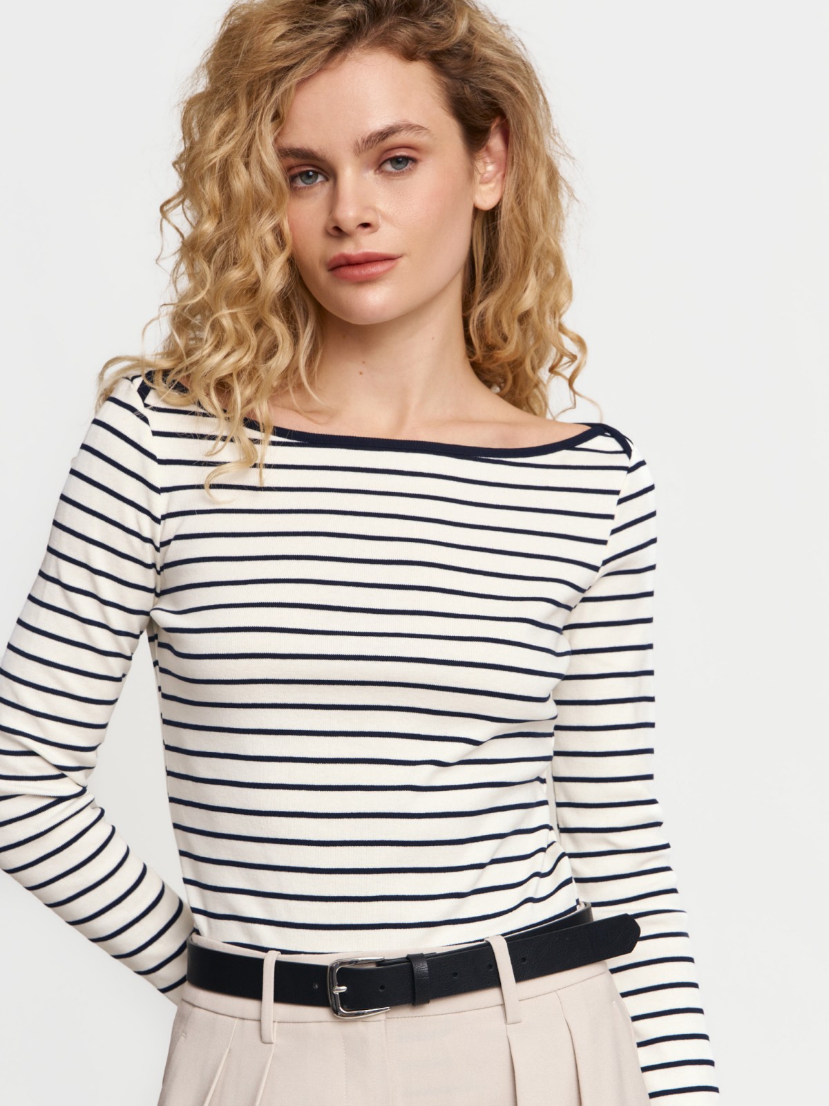 Лонгслив из хлопка в полоску