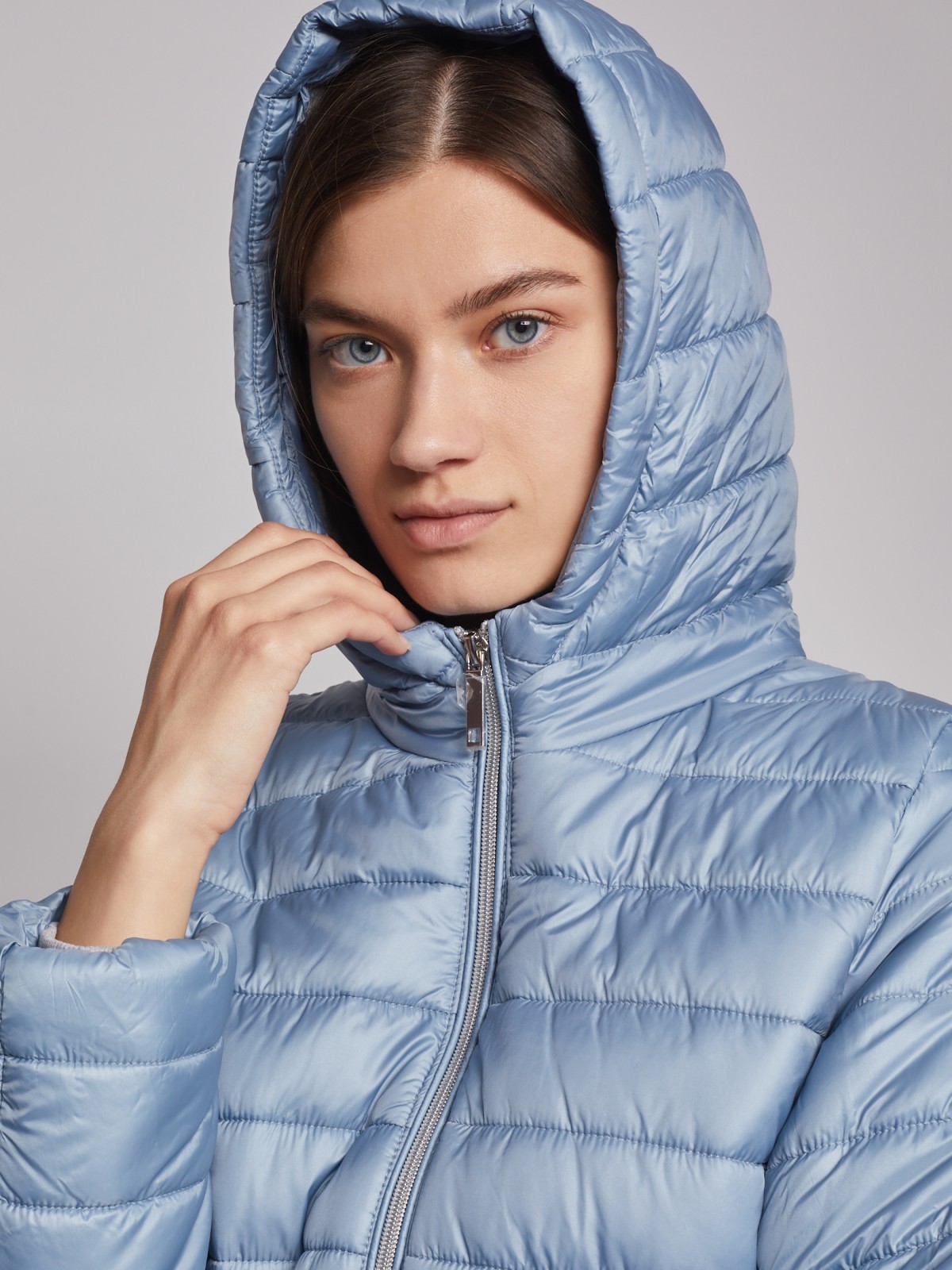 Утеплённое пальто с капюшоном zolla 022335212024, цвет голубой, размер XS - фото 4