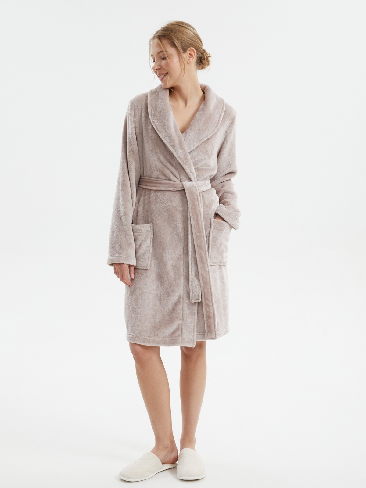Халат из флиса с поясом