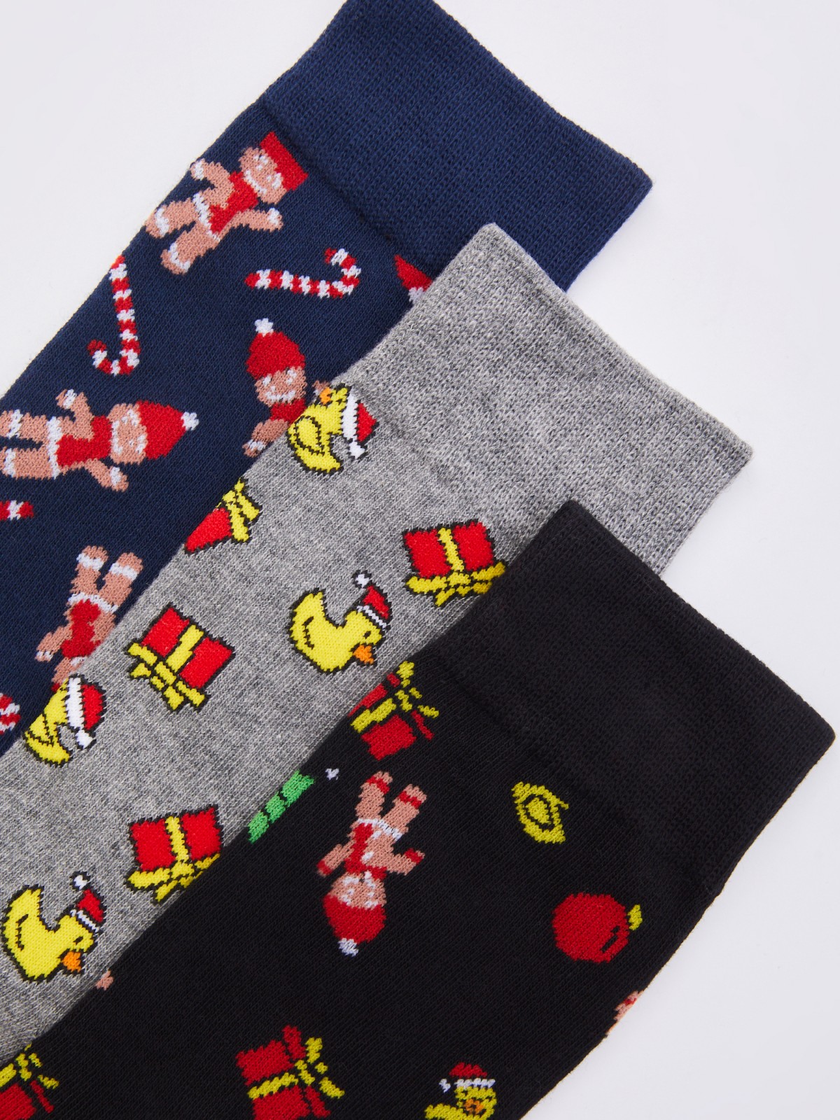 Набор новогодних носков (3 пары в комплекте) zolla 013439962035, цвет мультицвет, размер 25-27 - фото 2