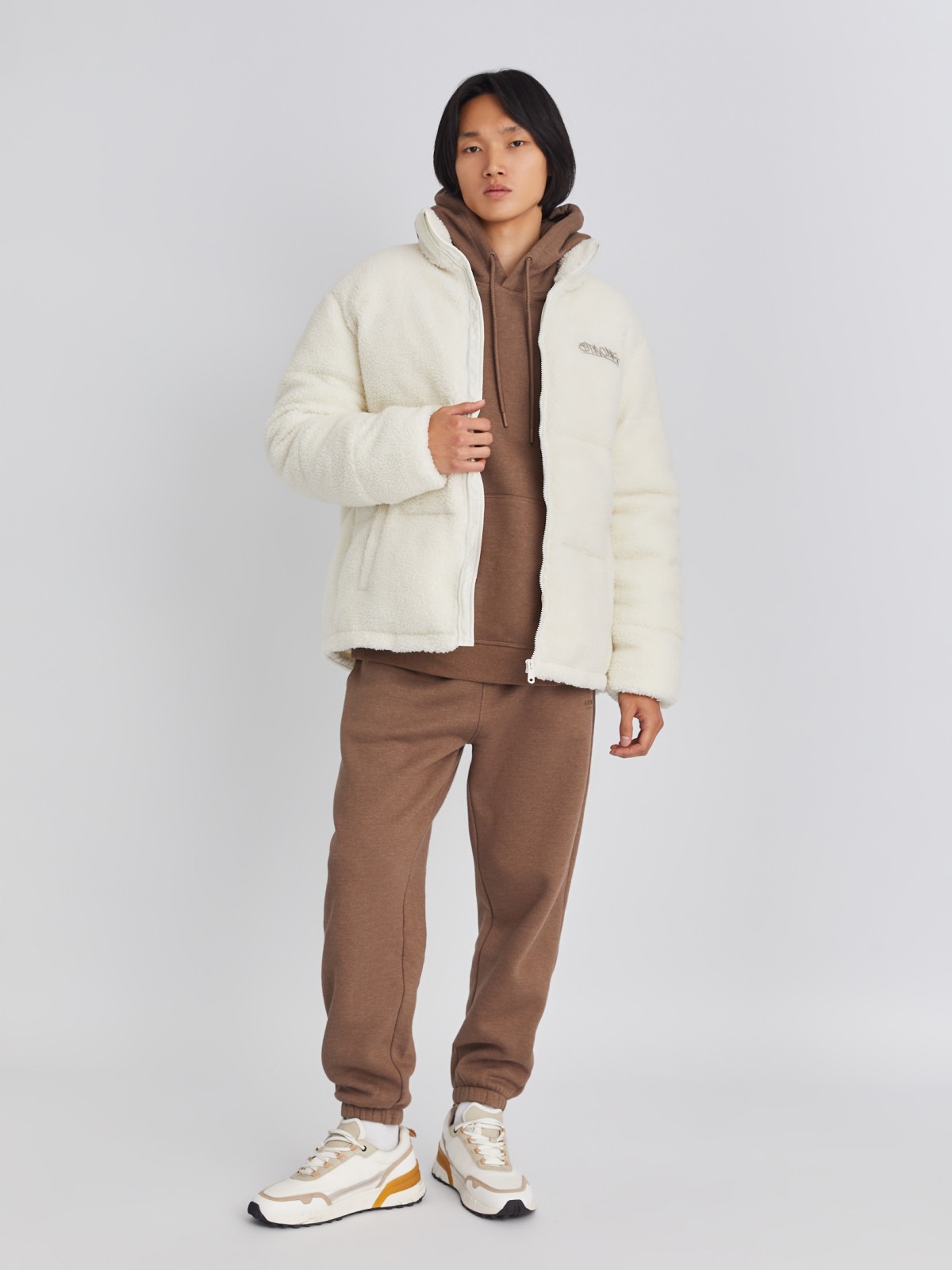 Тёплая куртка из экомеха с воротником-стойкой zolla 013425502024, цвет молоко, размер S/M - фото 2