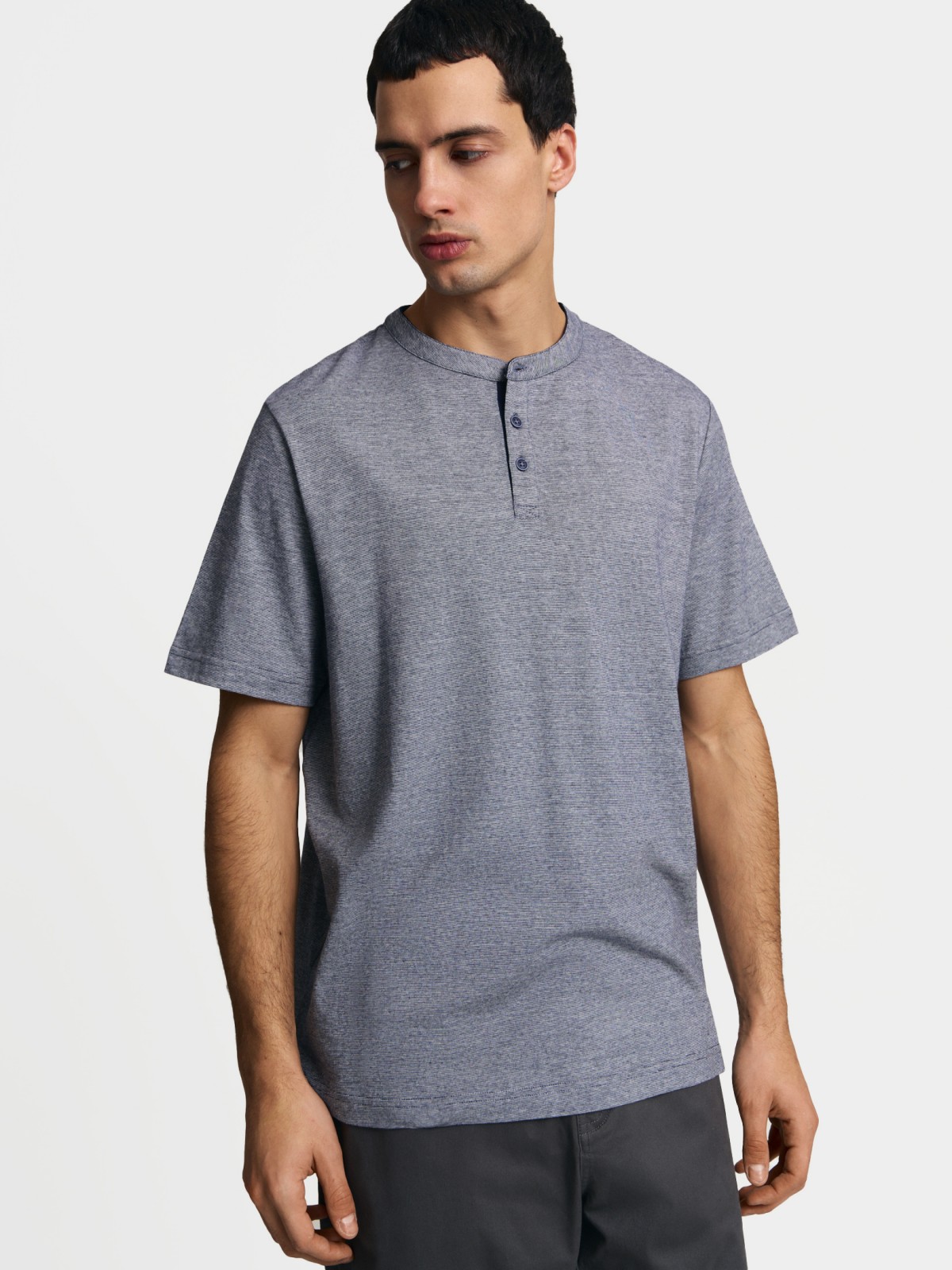 Футболка хенли из хлопка в полоску