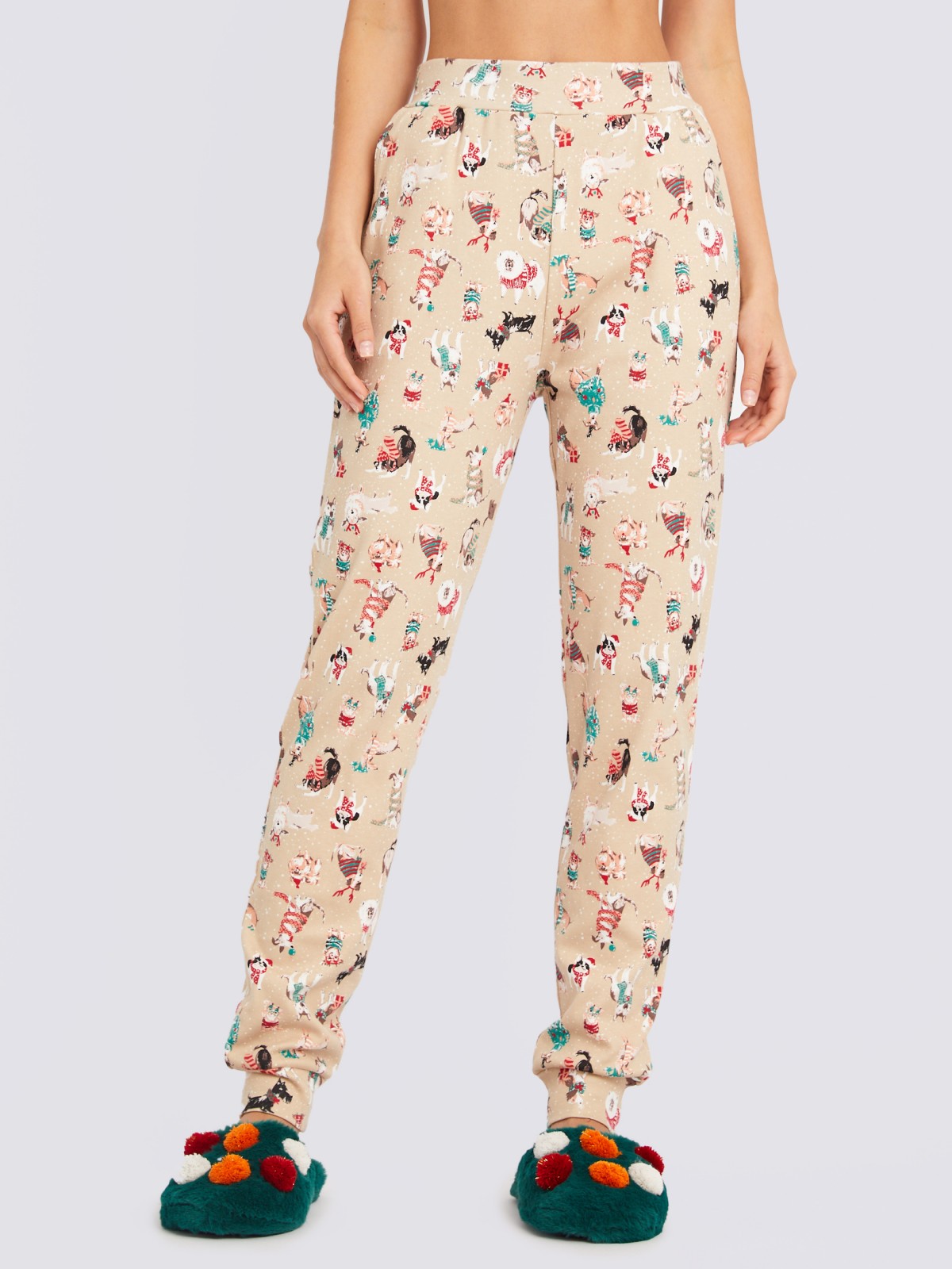 Домашний пижамный комплект (свитшот и штаны) zolla 623458792103, цвет бежевый, размер S - фото 4