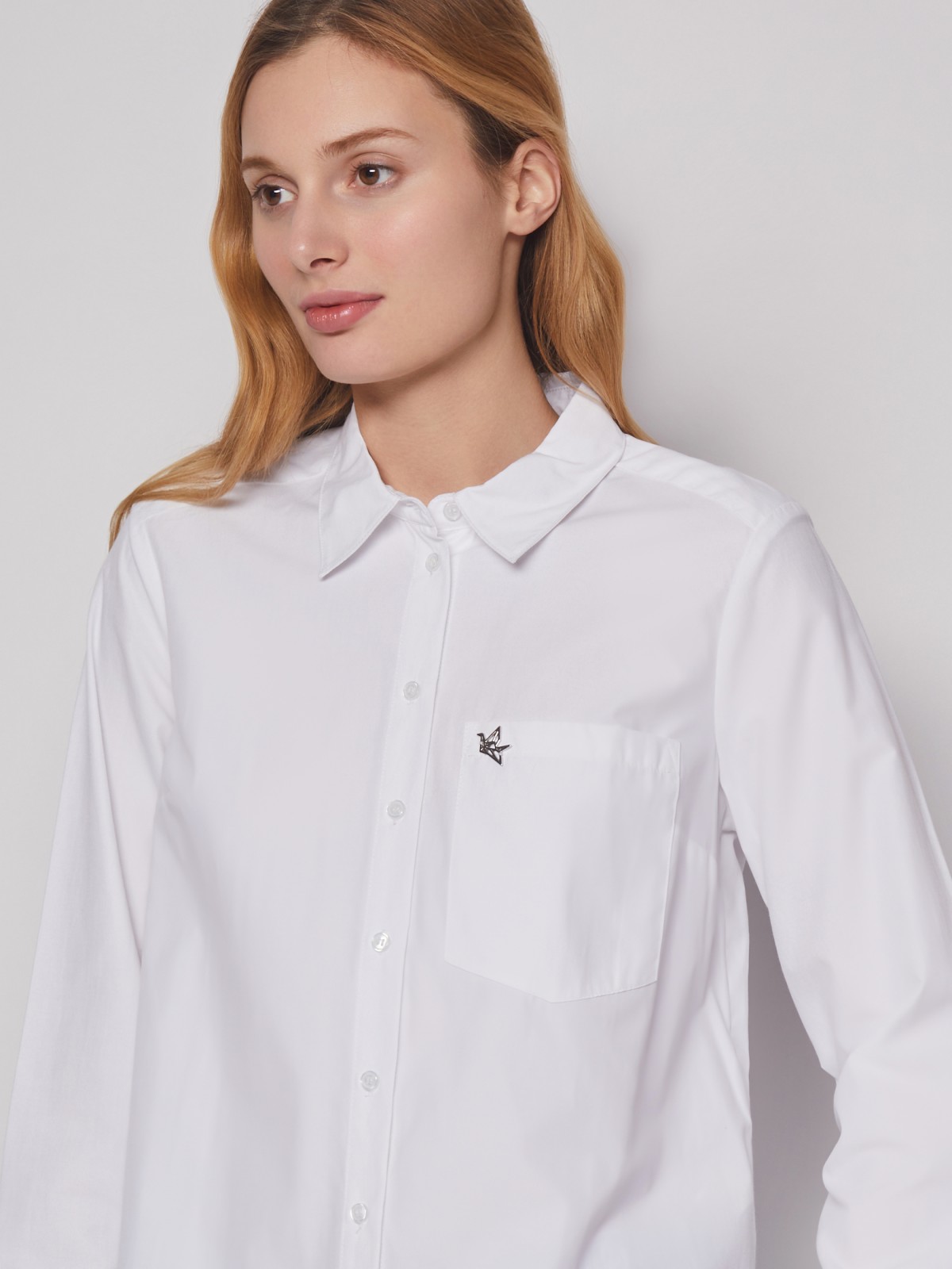 Рубашка с длинным рукавом zolla 02312117Y022, цвет белый, размер XS - фото 4