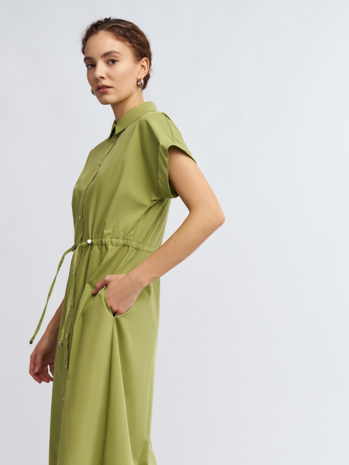 Платье-рубашка миди на кулиске