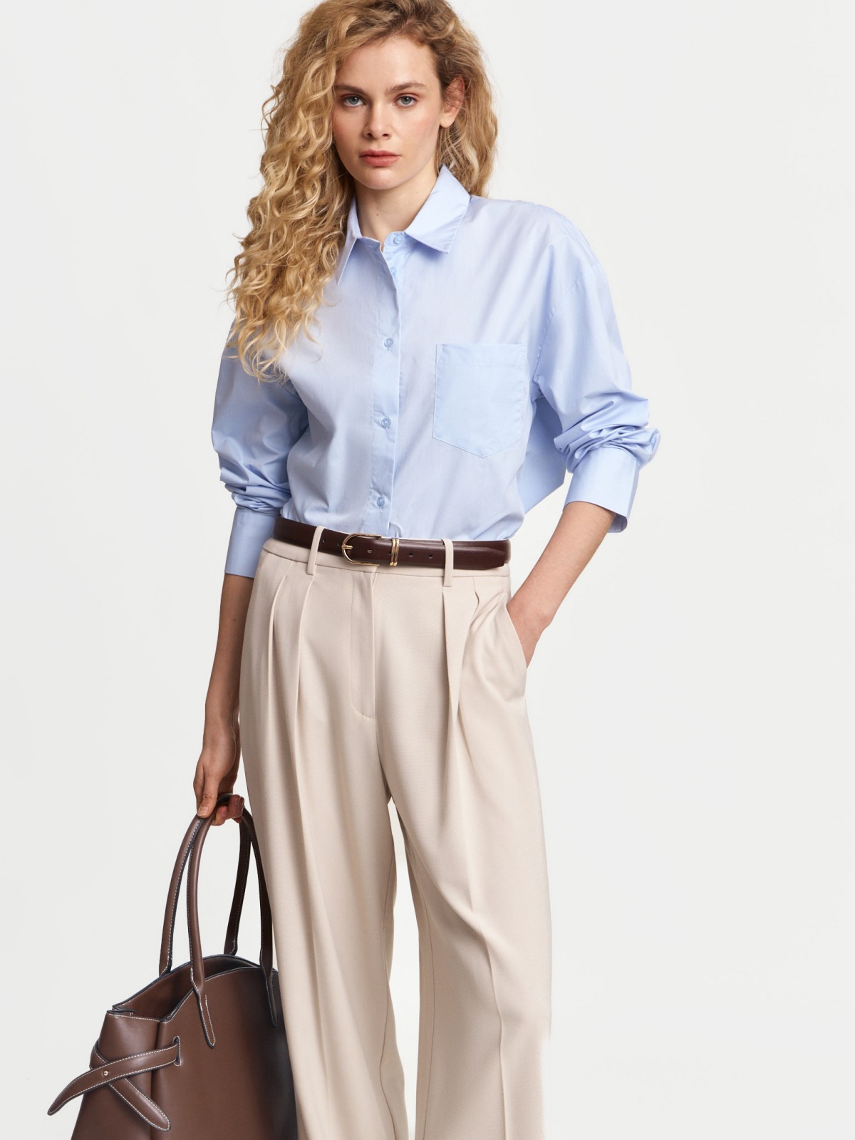 Рубашка оверсайз силуэта из хлопка