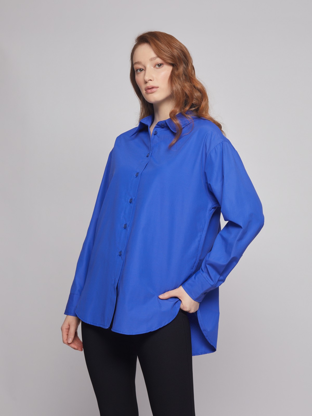 Рубашка с длинным рукавом zolla 22312117Y073, цвет голубой, размер XS - фото 4