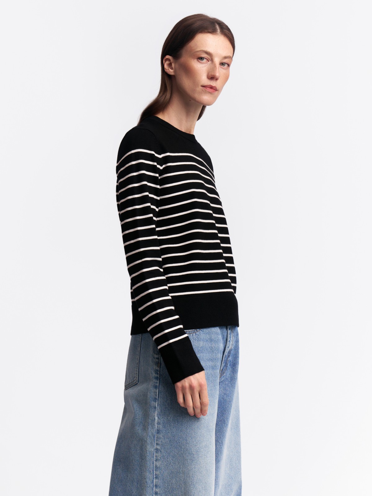 Джемпер из вязаного трикотажа в полоску