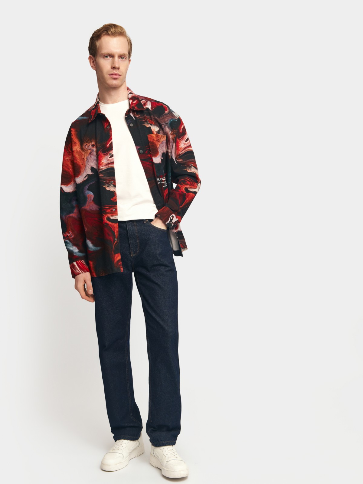 Куртка-рубашка из хлопка с принтом