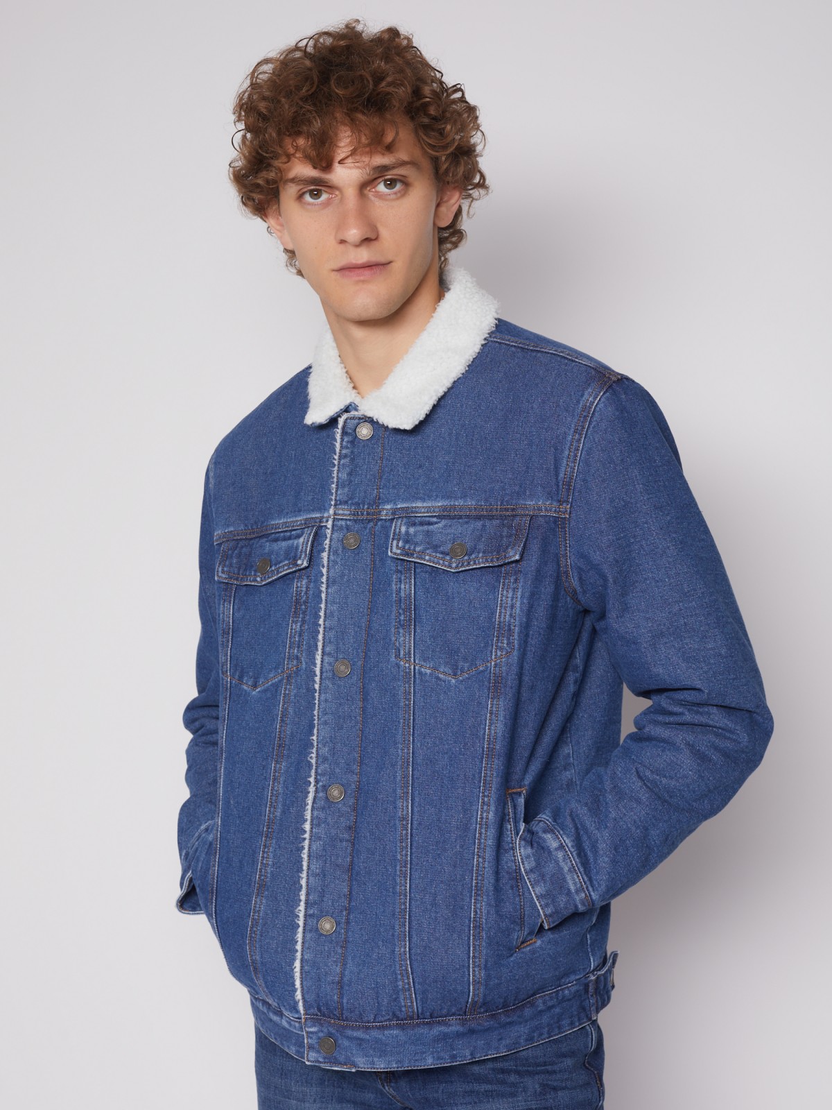 Утеплённая джинсовая куртка 012335W4S014, цвет Голубой, артикул012335W4S014 - купить в интернет-магазине ZOLLA по цене: 2 499 ₽