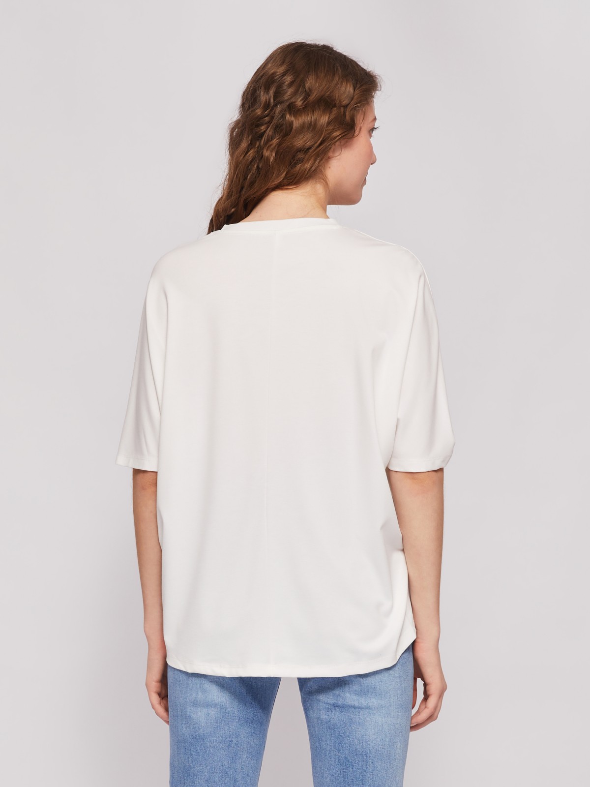Блузка-футболка с коротким рукавом и цветочным принтом zolla 024213210111, размер M - фото 6
