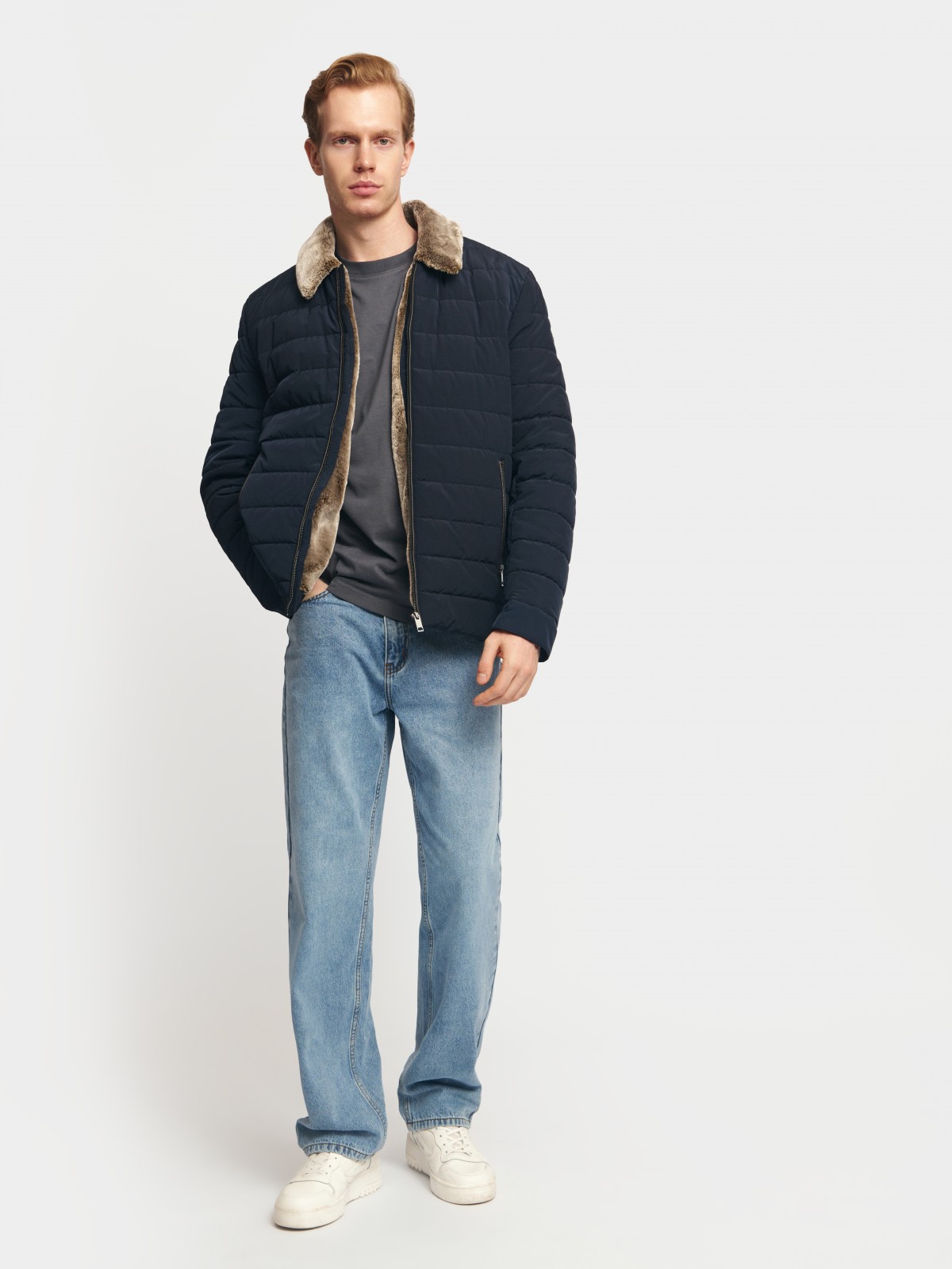 Тёплая стёганая куртка с подкладкой из экомеха