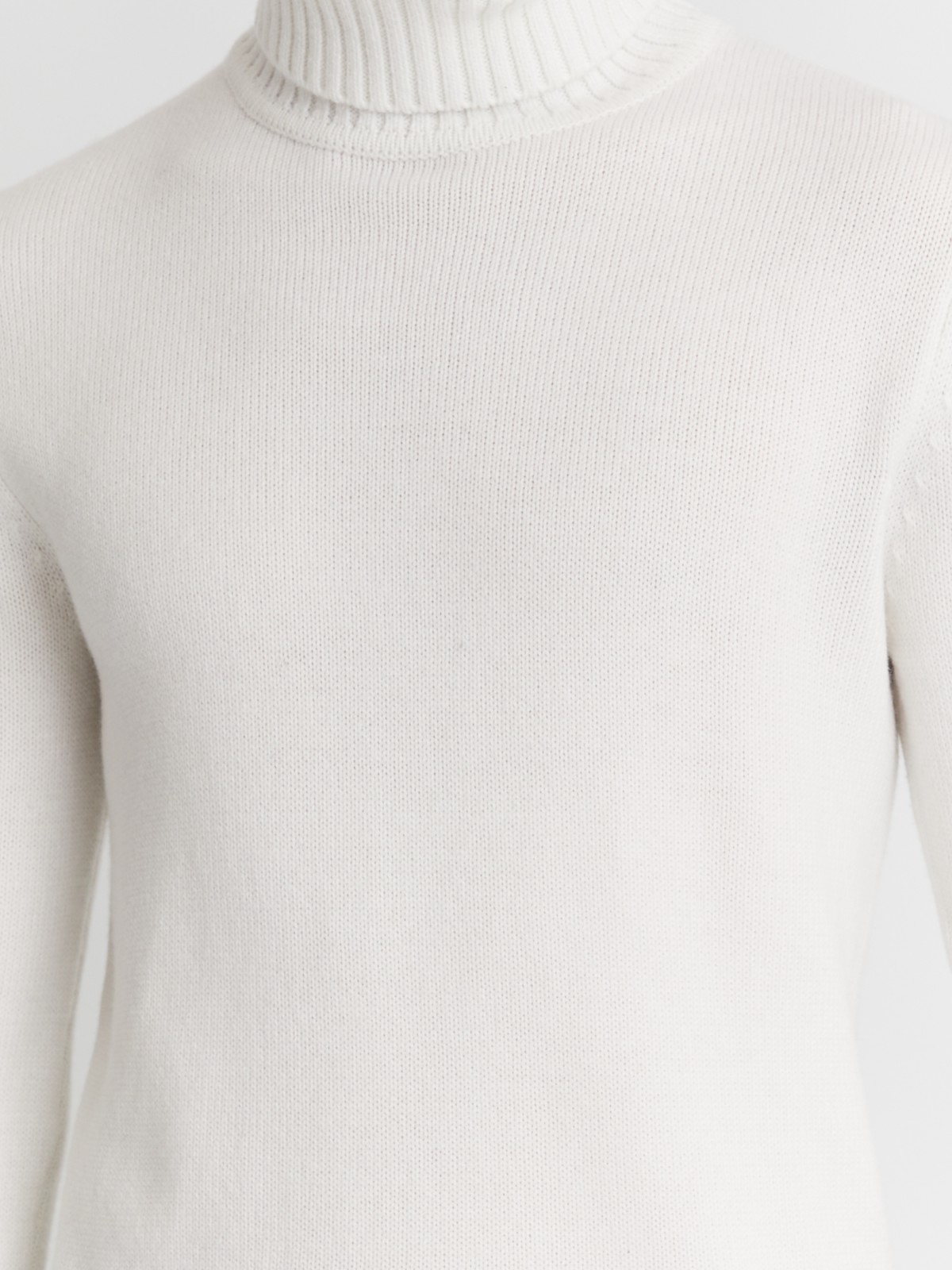 Вязаная шерстяная водолазка-свитер с горлом zolla 013436163072, цвет молоко, размер S - фото 5