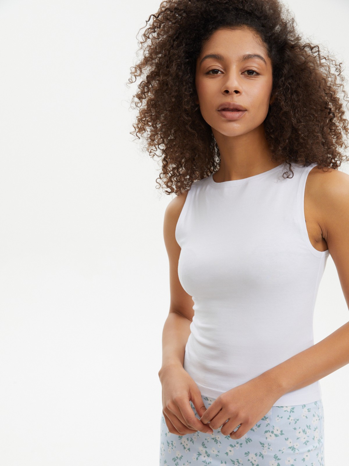 Майка-топ из хлопка без рукавов