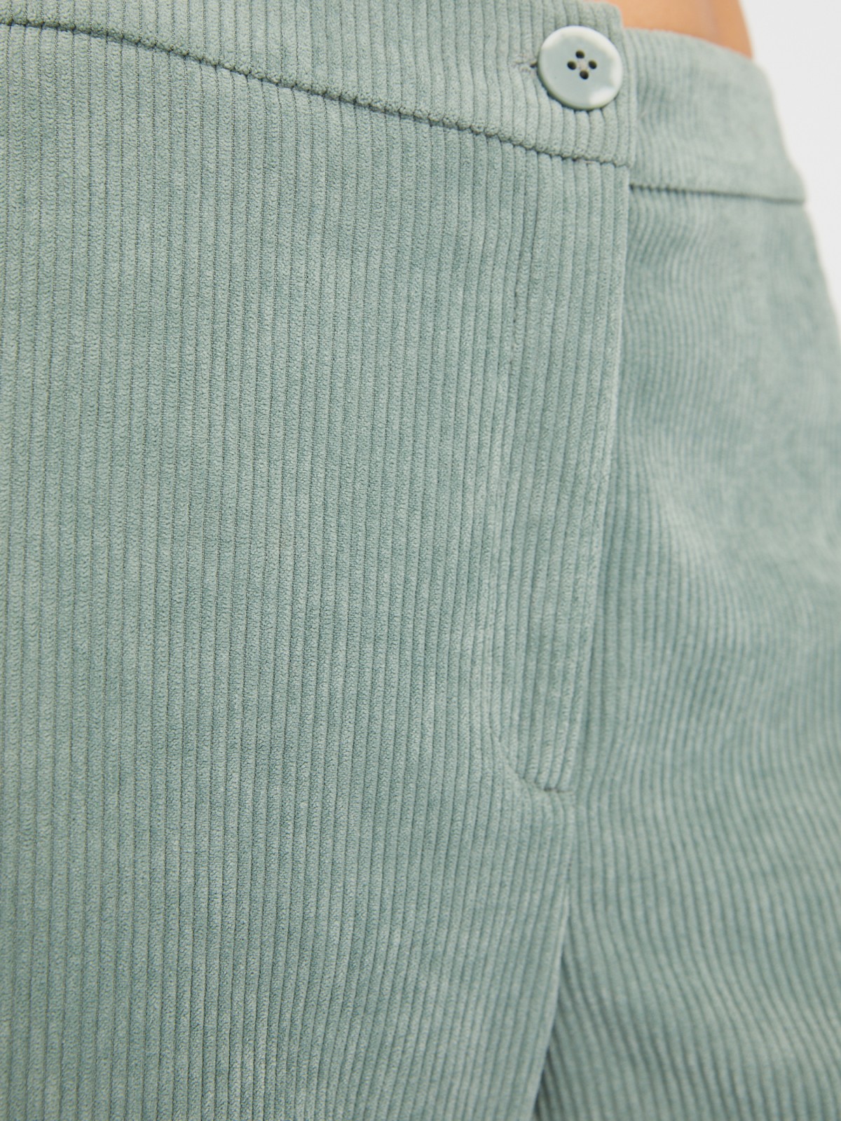 Вельветовые брюки прямого силуэта со средней посадкой zolla 02411730L183, цвет светло-зеленый, размер S - фото 4