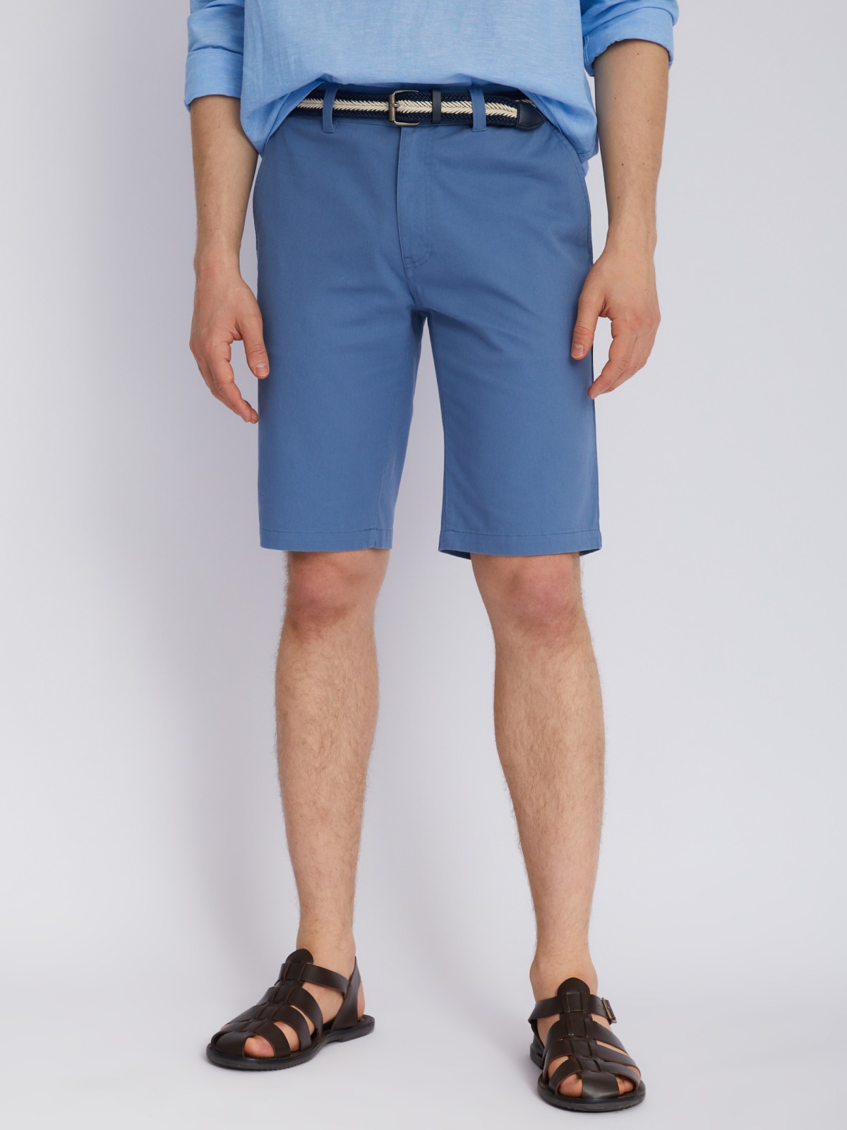 Удлинённые шорты из хлопка с ремнём