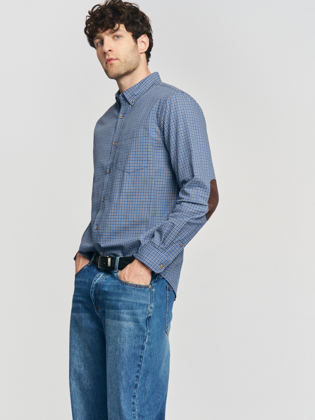 Рубашка из хлопка с узором в клетку