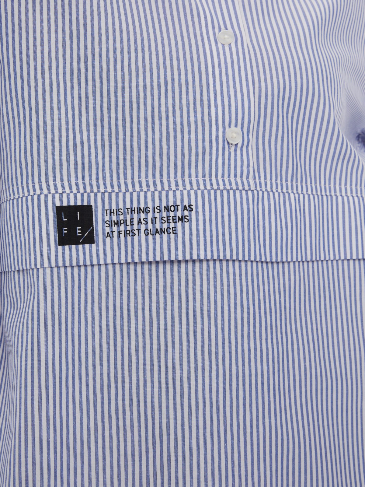 Блузка-рубашка в спортивном стиле с узором в полоску zolla 024131159053, цвет светло-голубой, размер XS - фото 4