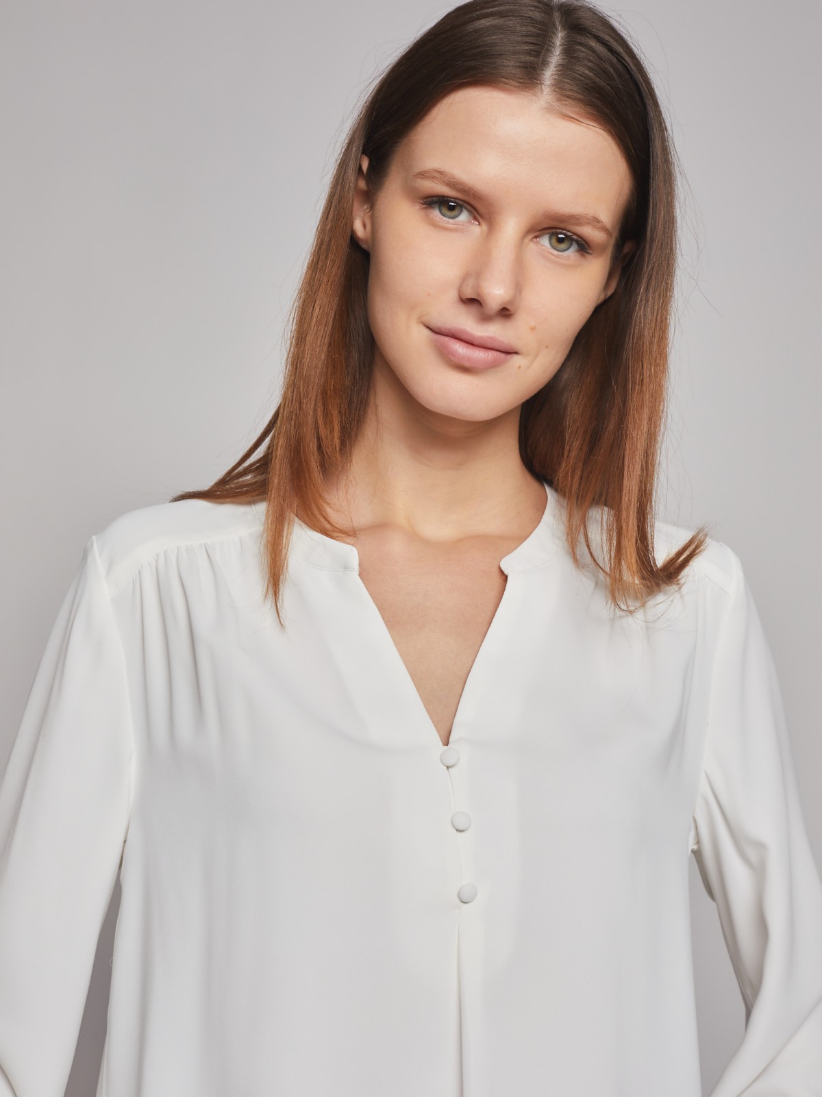 Блузка с длинным рукавом zolla 023121159202, цвет молоко, размер XS - фото 4