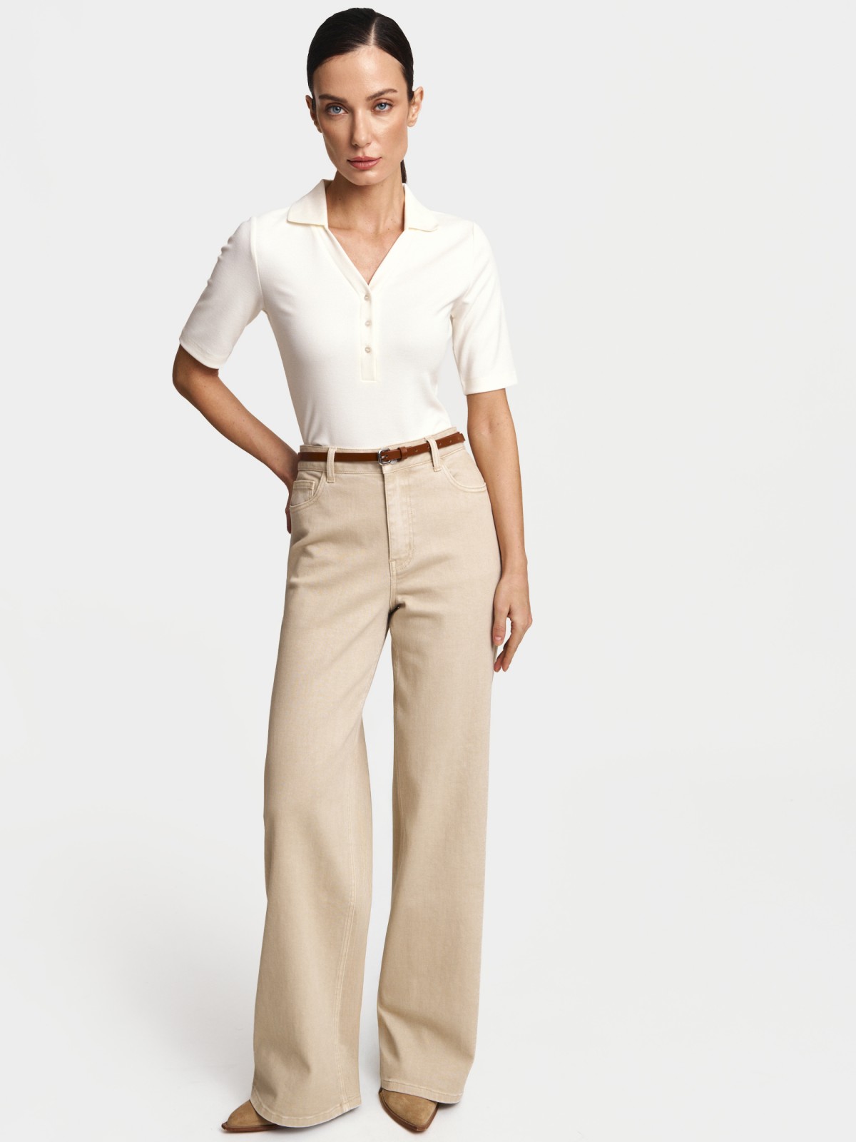 Джинсы силуэта Wide с высокой посадкой