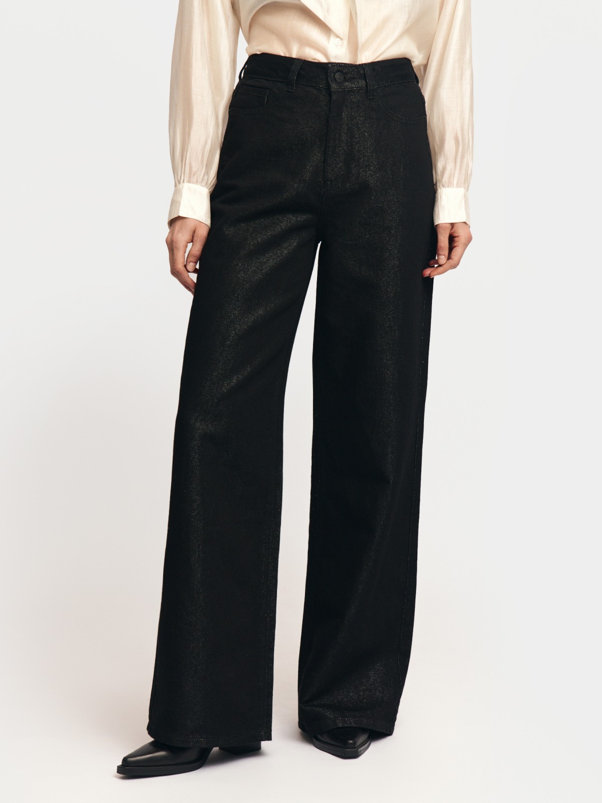 Джинсы силуэта Wide с люрексом