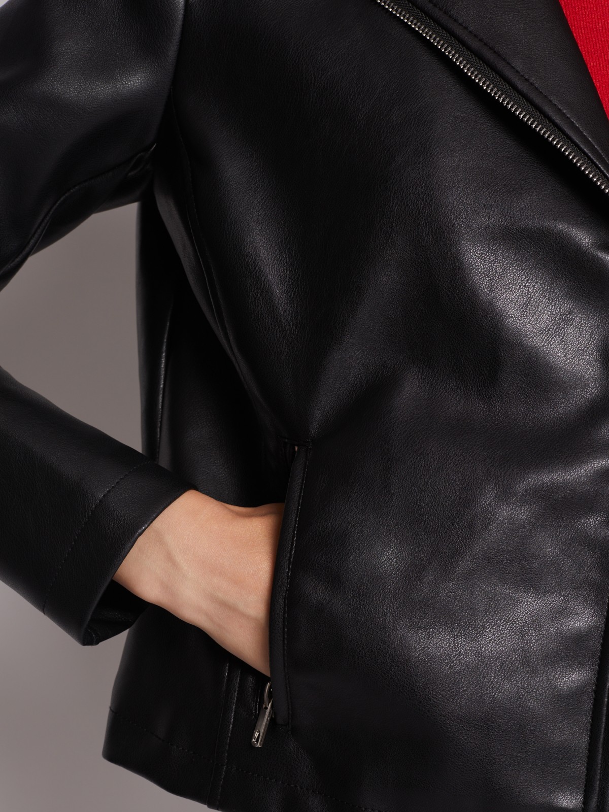 Куртка-косуха из искусственной кожи zolla 022325602034, цвет черный, размер XS - фото 3